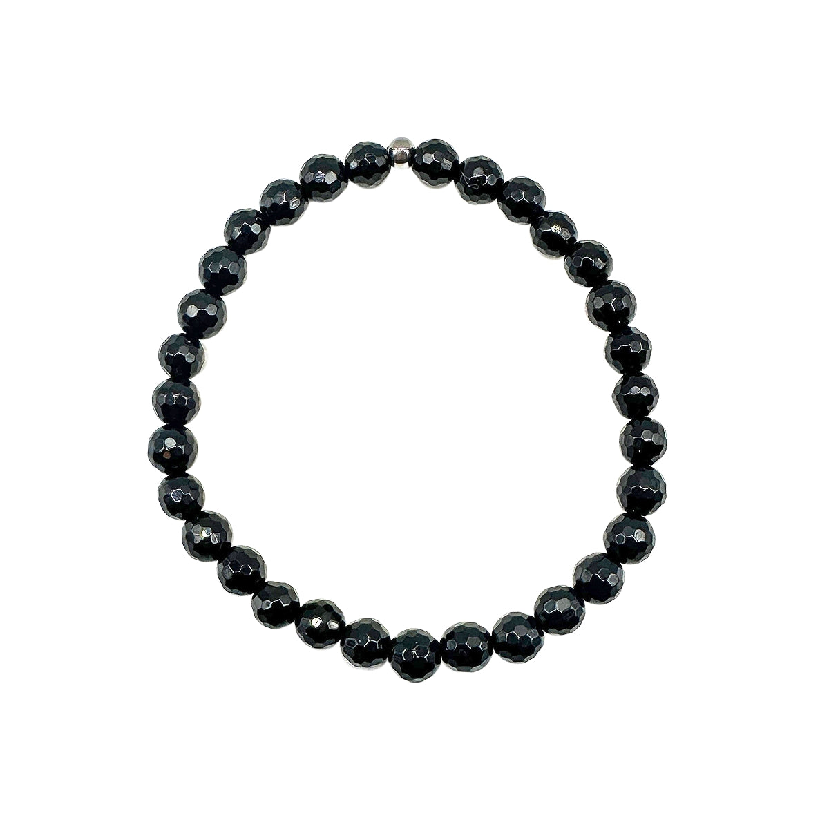 Featherly Black Onyx Faceted Mini Stacker Crystal Gemstone Beaded 
Bracelet