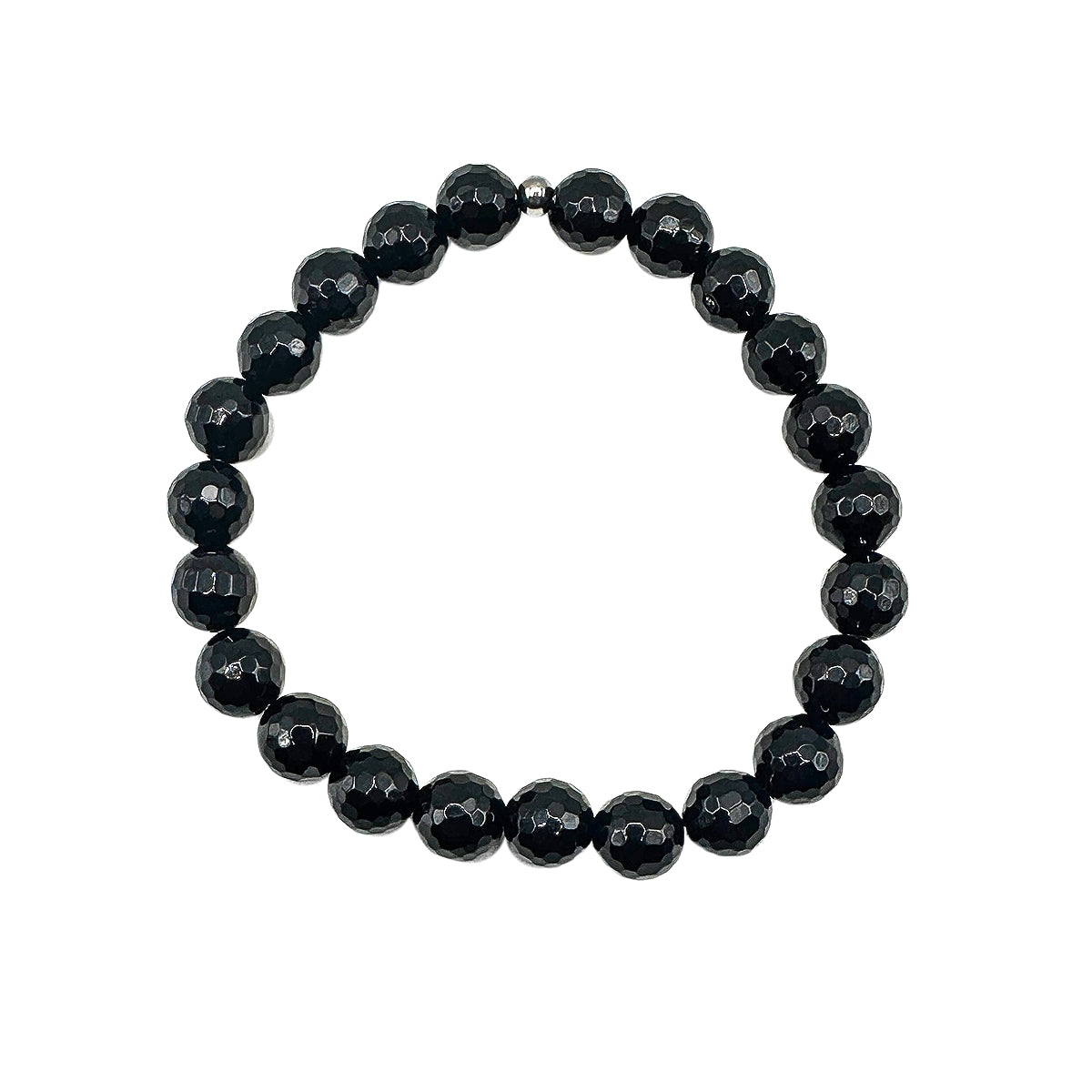 Featherly Black Onyx Faceted Stacker Crystal Gemstone Beaded Bracelet