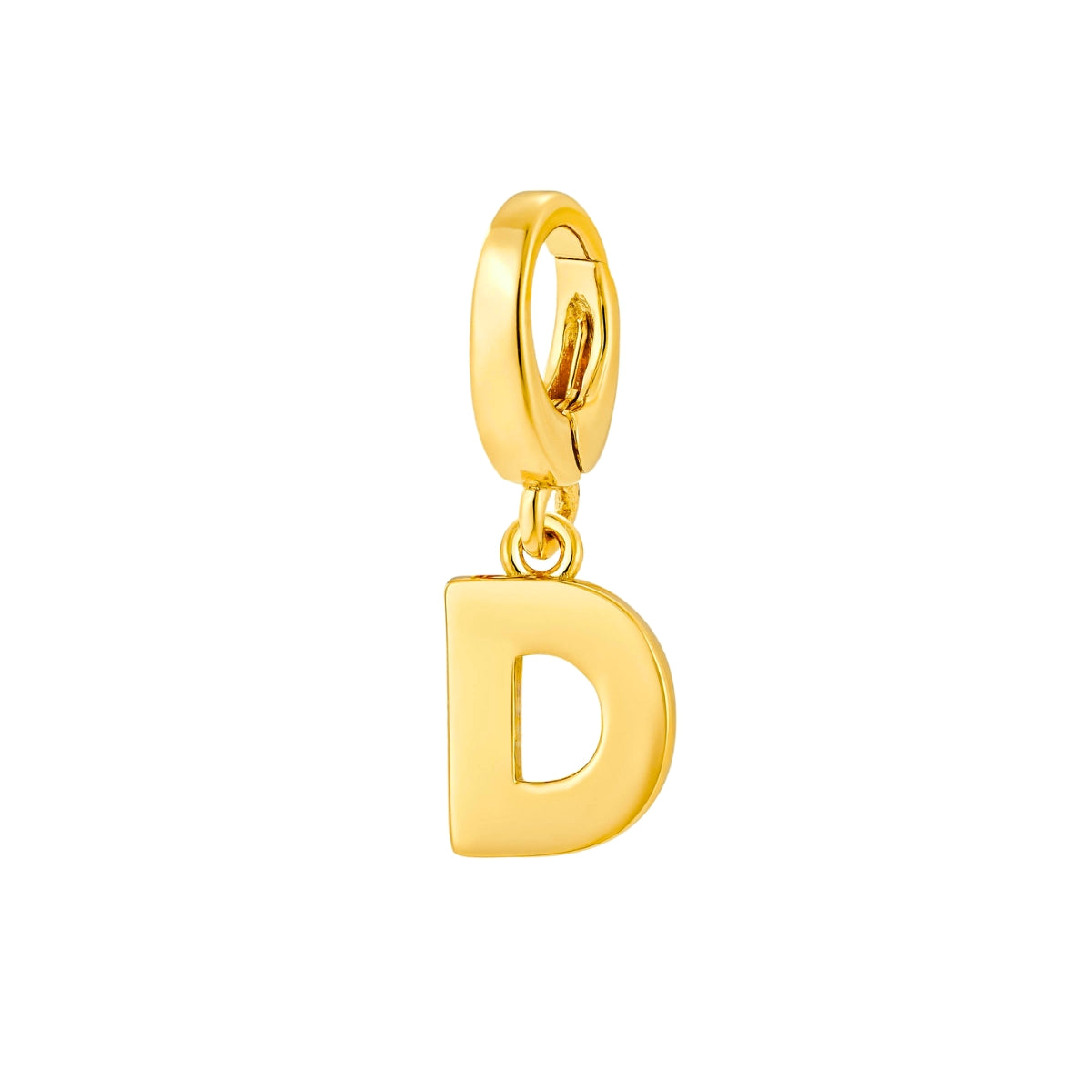 gold initial D charm for necklace or bracelet from featherly - clip on charms