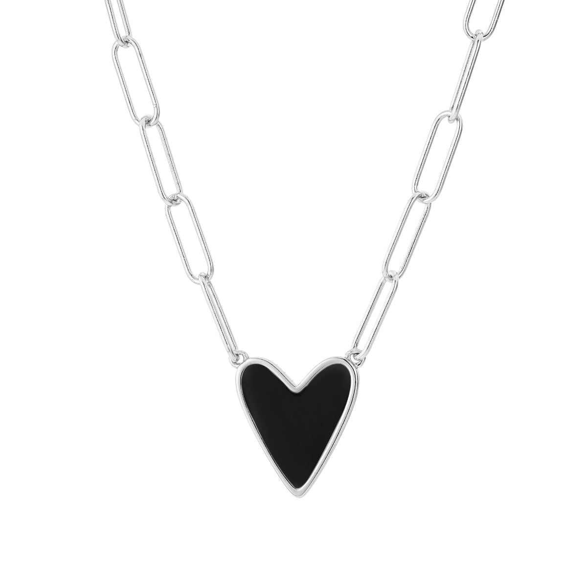 Unbreakable - Enamel Heart Paperclip Chain Necklace