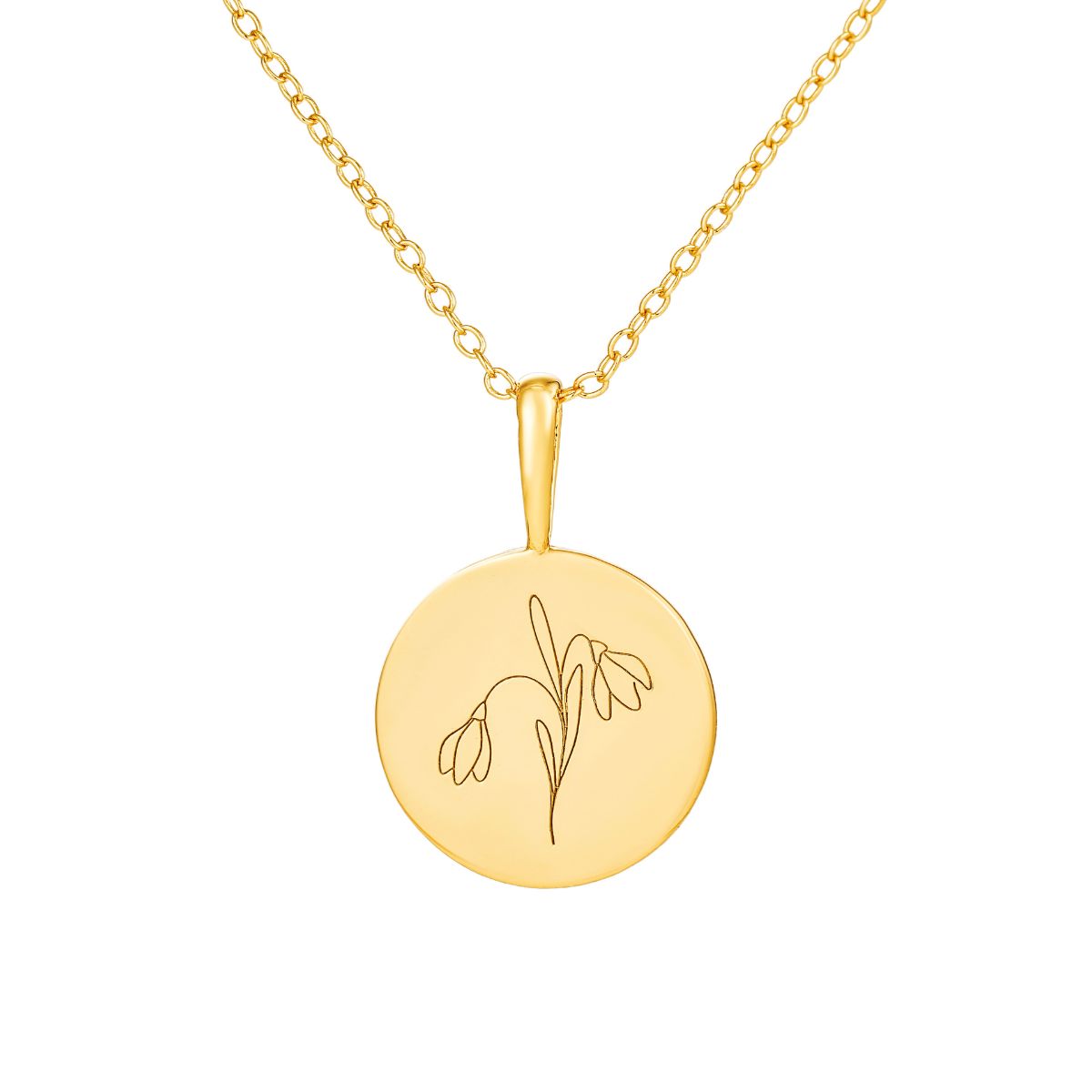 Featherly January Birth Flower Gold Necklace