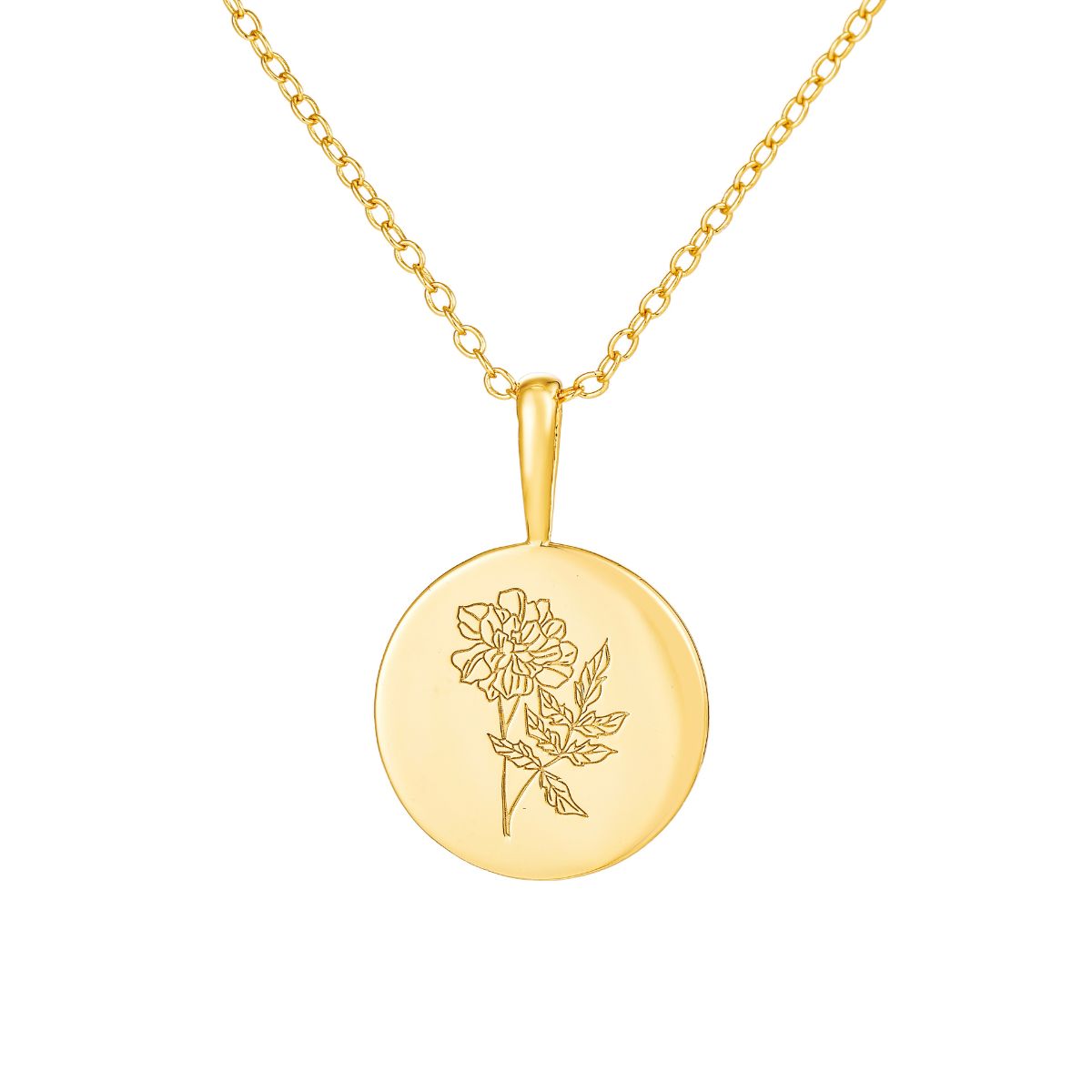 Featherly October Birth Flower Gold Necklace