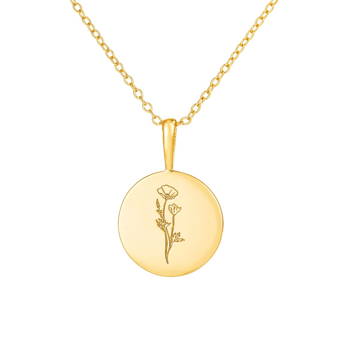 Featherly August Birth Flower Gold Necklace