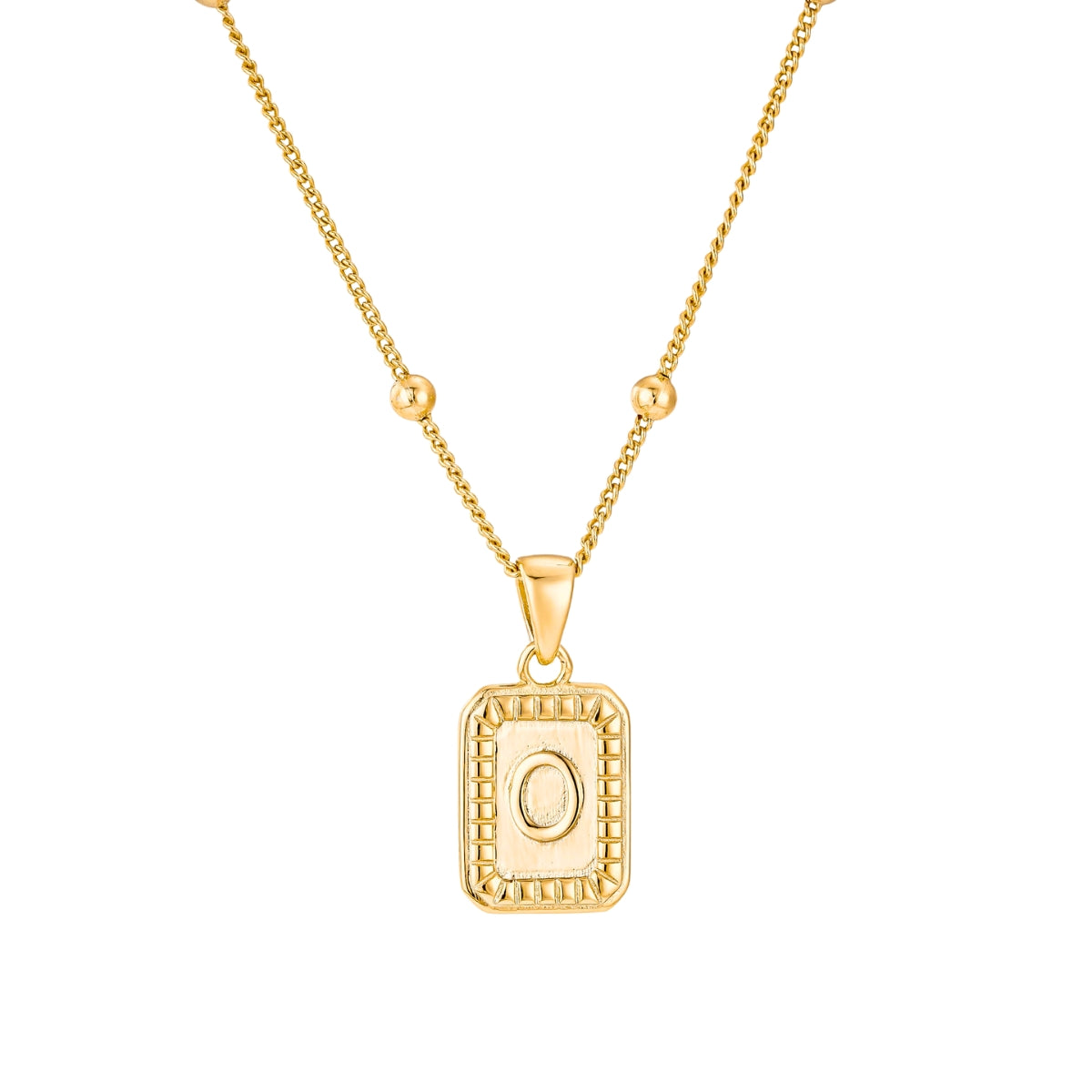initial O necklace - gold initial necklace with letter O on adjustable chain plated in 18k gold
