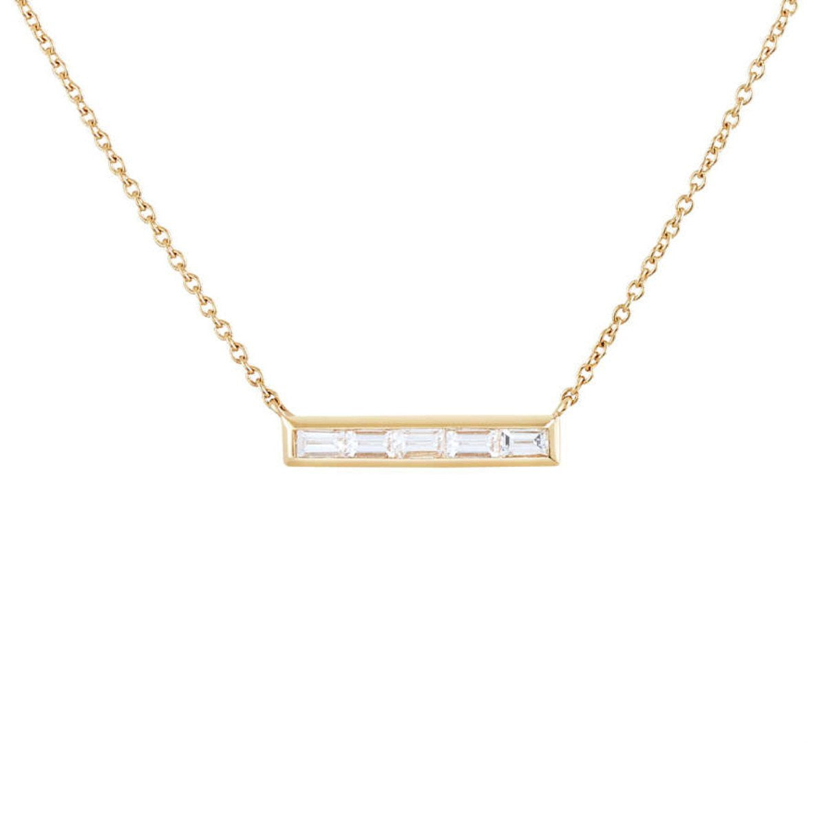 Featherly Sterling Silver 18k Gold Plated CZ Bar Necklace