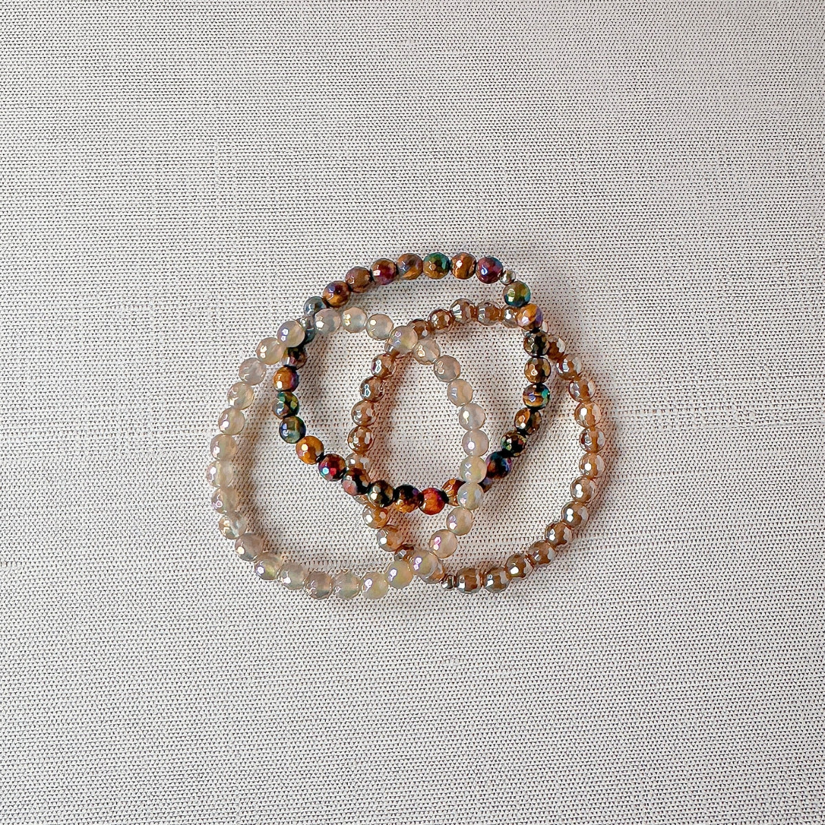 Featherly Woodsy Beaded Bracelet Stack