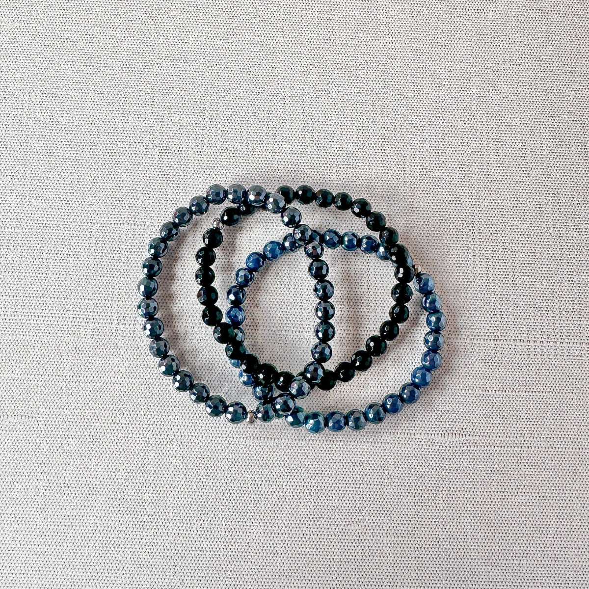 Featherly Midnight Beaded Bracelet Stack