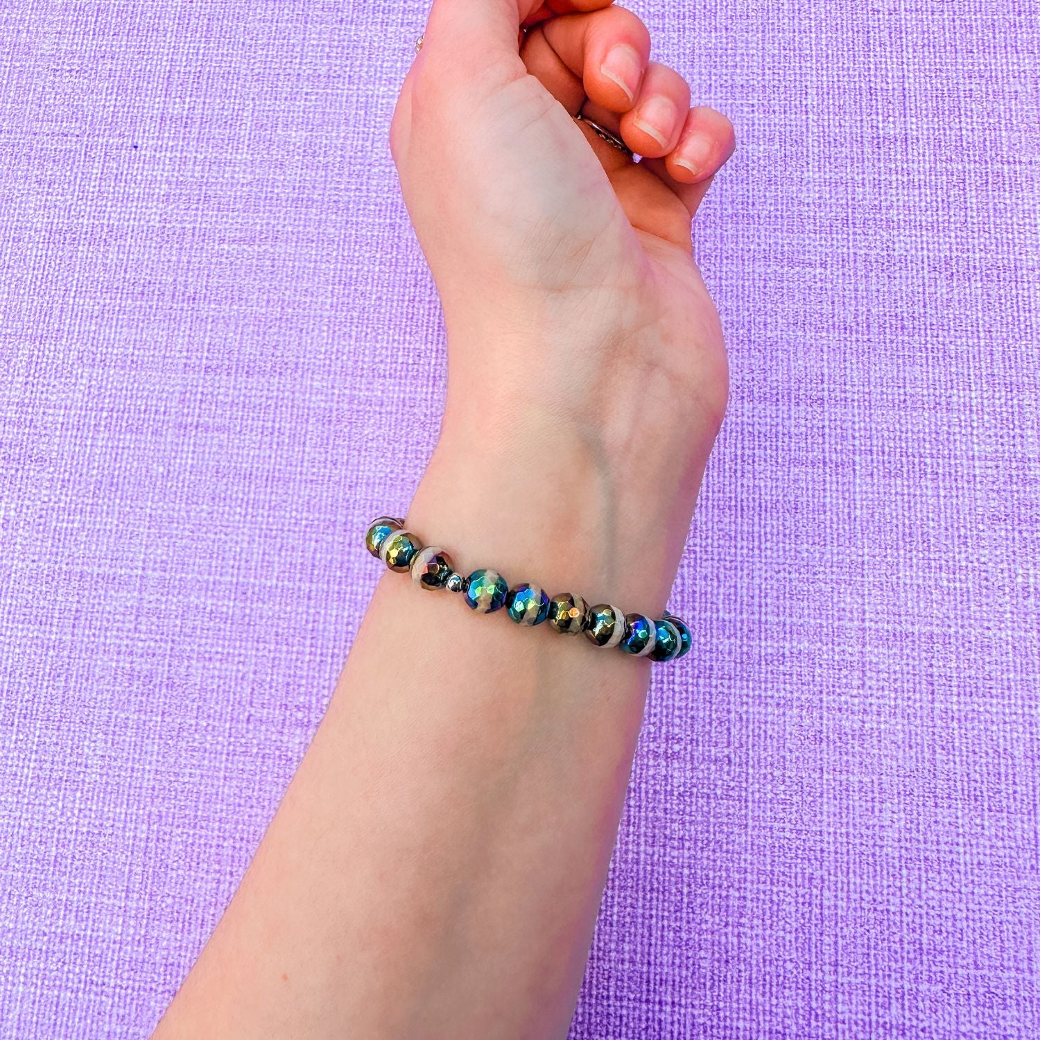 stacker bracelet from featherly in black tibetan agate