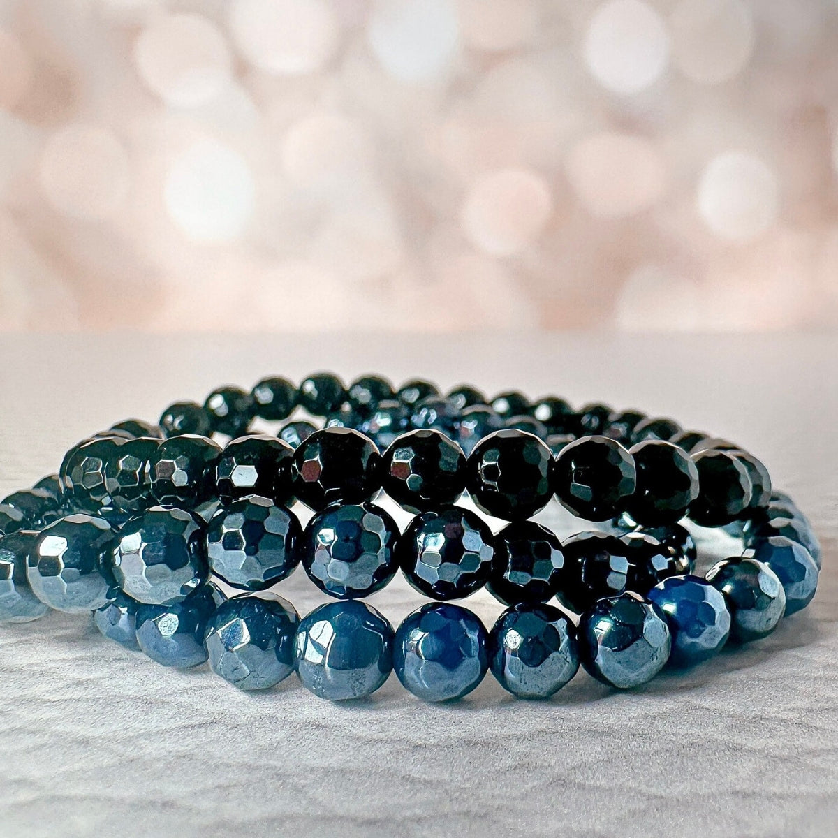 Featherly Midnight Beaded Bracelet Stack Set of 3