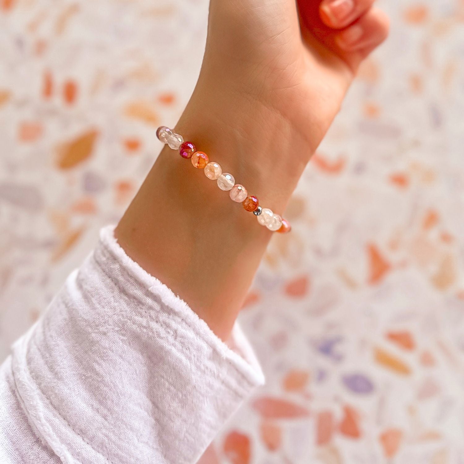 mini stacker bracelet from featherly in fire quartz