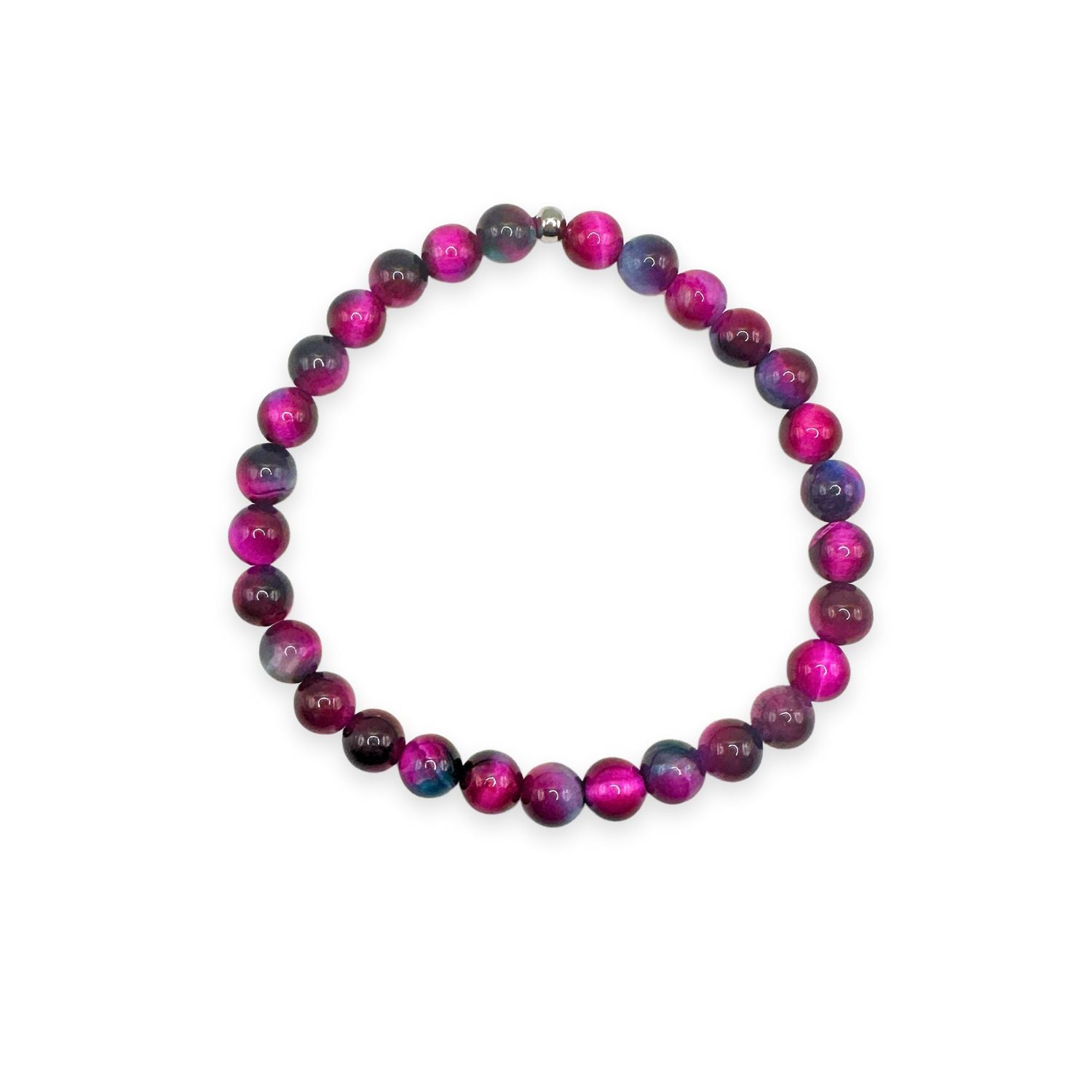 womens beaded bracelet in 6mm fuchsia tiger's eye from Featherly