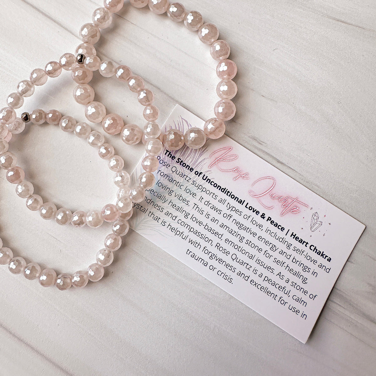 rose quartz beaded gemstone bracelet