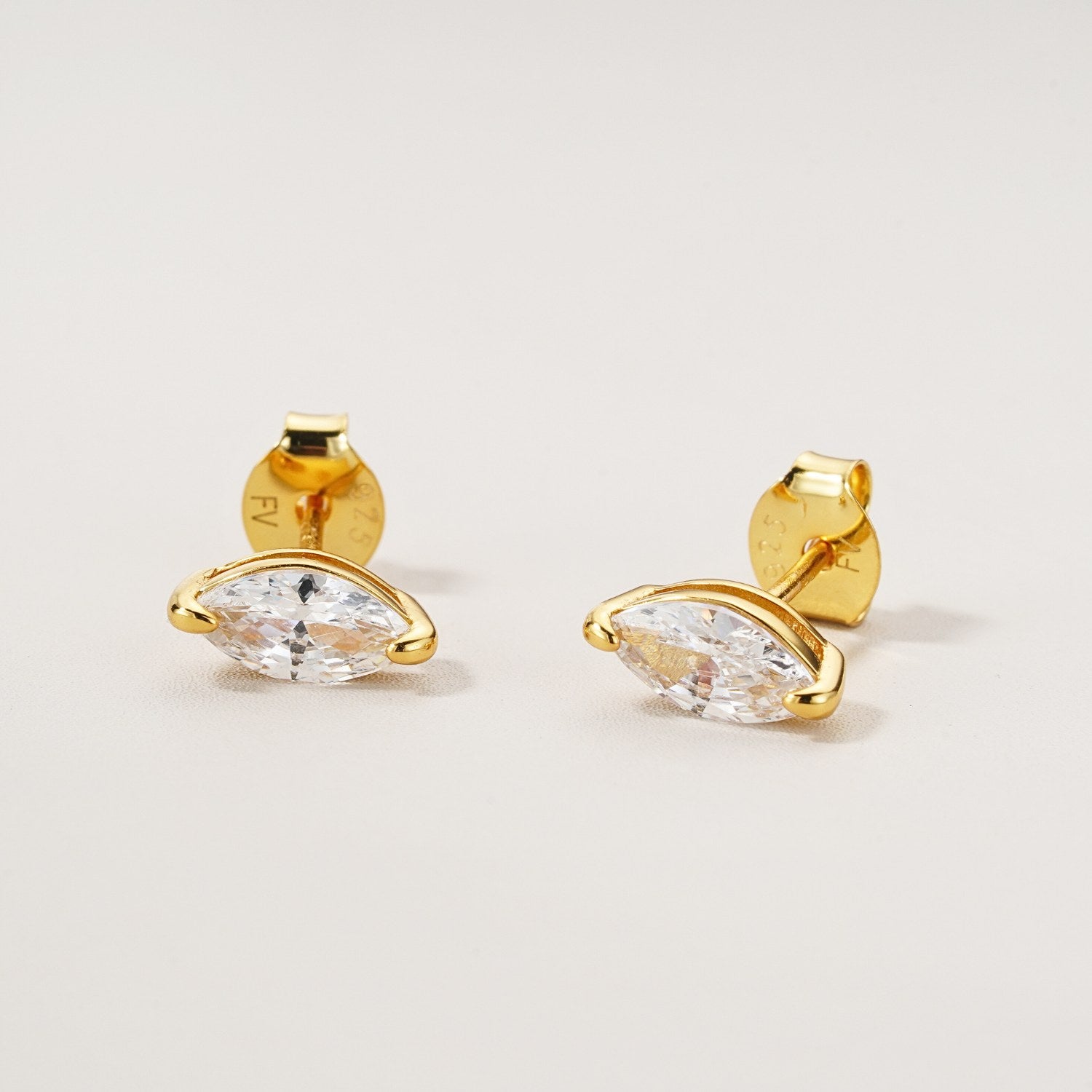 CZ Marquise Stud Earrings