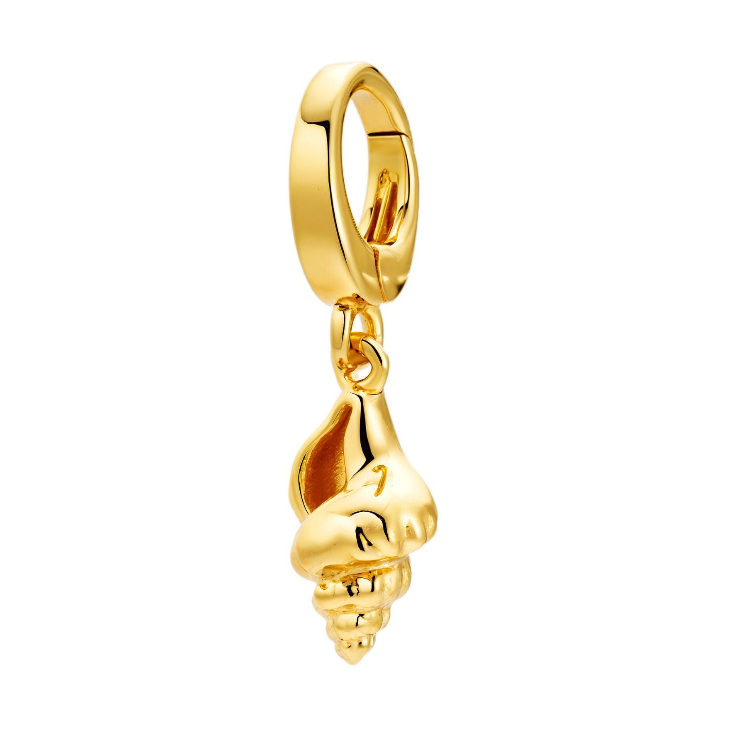 gold seashell charm for necklace or bracelet from featherly - clip on charms