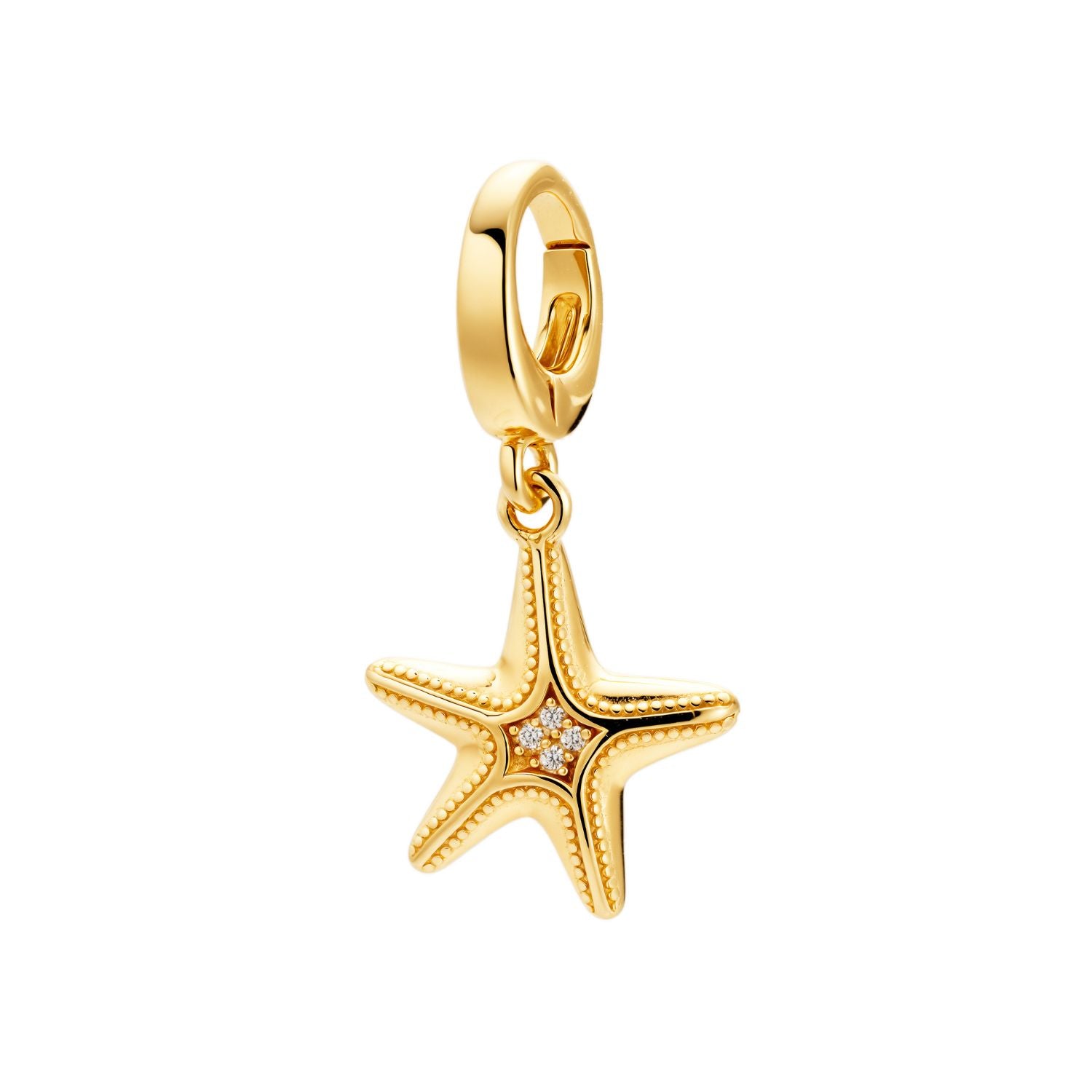 gold cowrie shell cz charm for necklace or bracelet from featherly - clip on charms