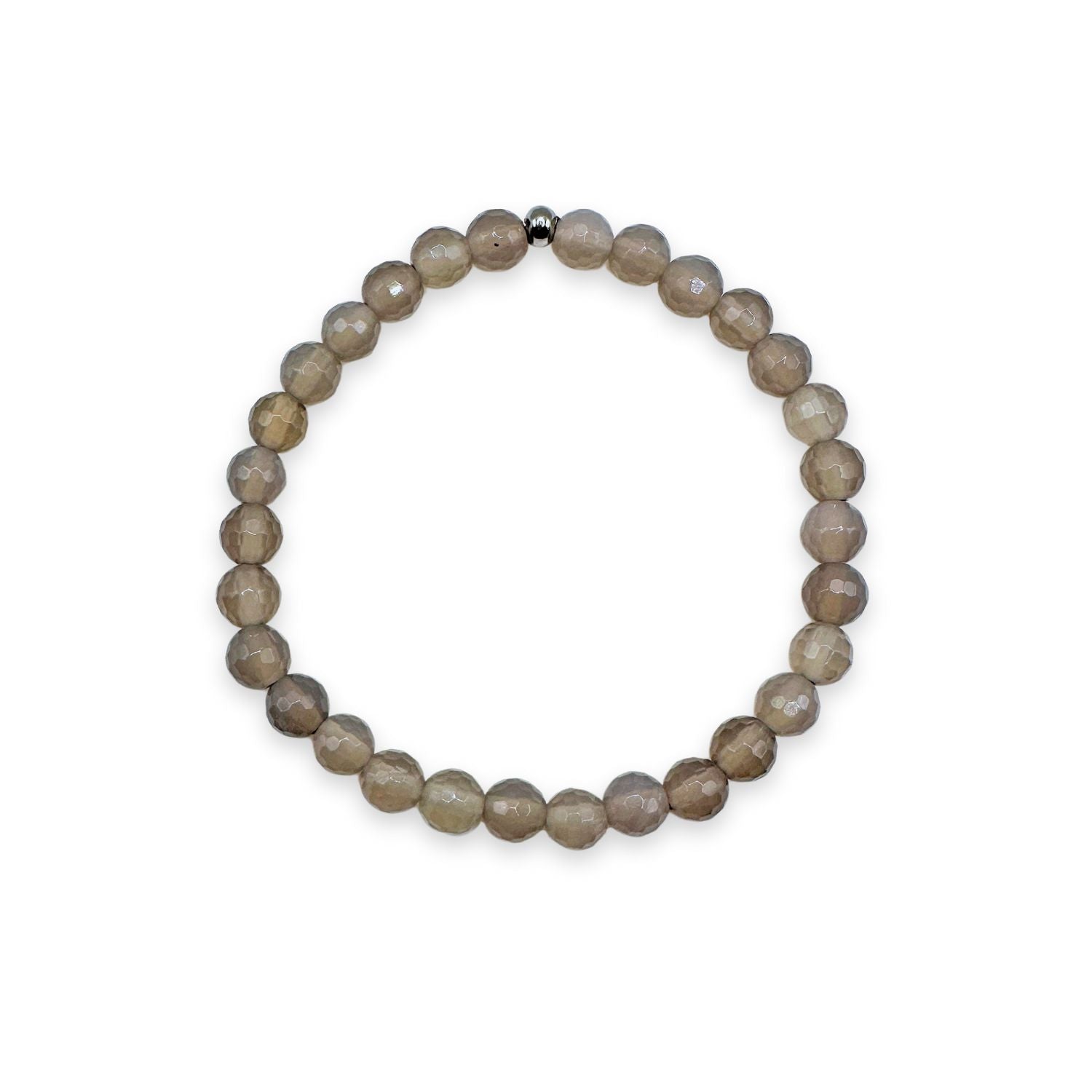 womens beaded bracelet in 6mm gray agate from Featherly