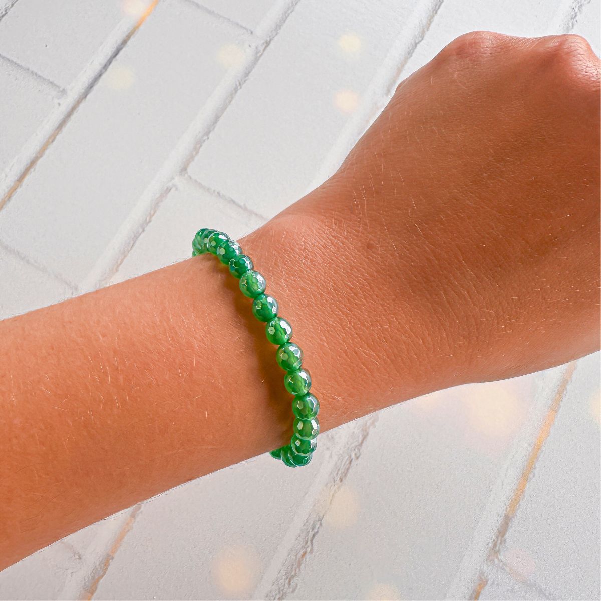 mini stacker bracelet from featherly in mystic green agate