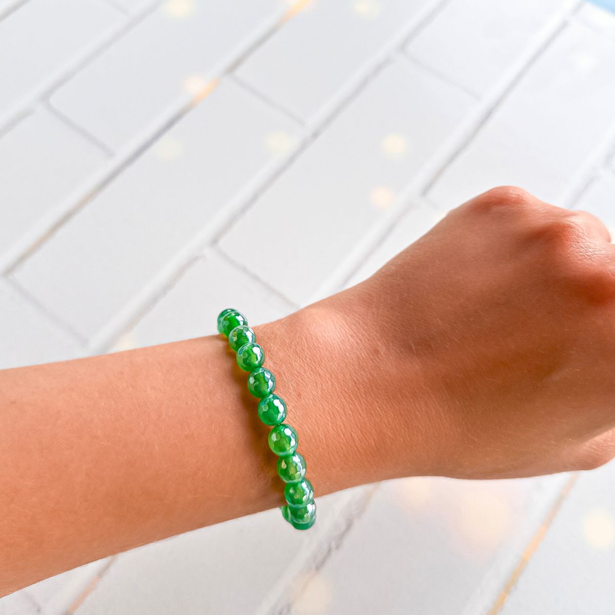 stacker bracelet from featherly in mystic green agate
