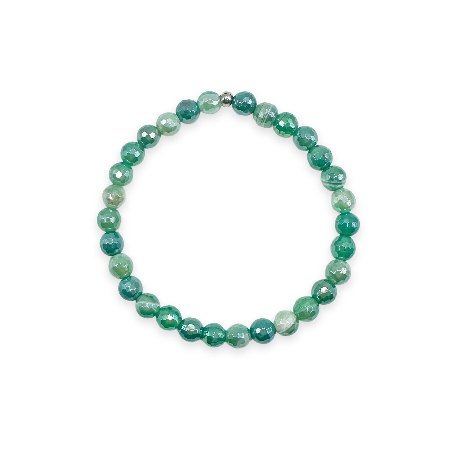 womens beaded bracelet in 6mm green banded agate from Featherly