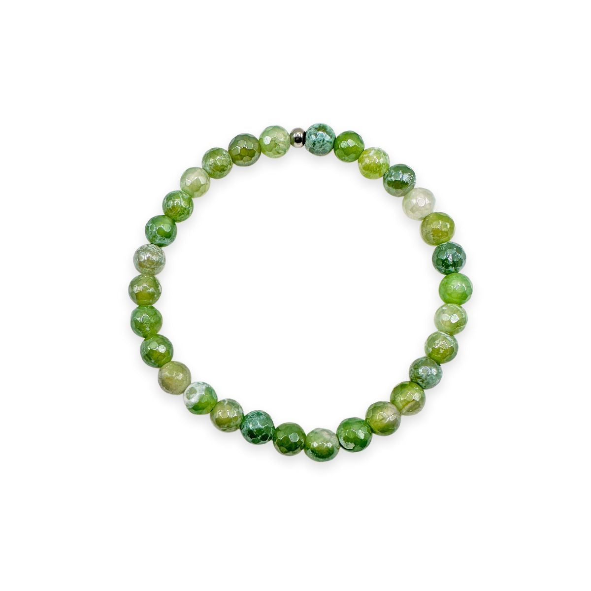 womens beaded bracelet in 6mm green fire agate from Featherly