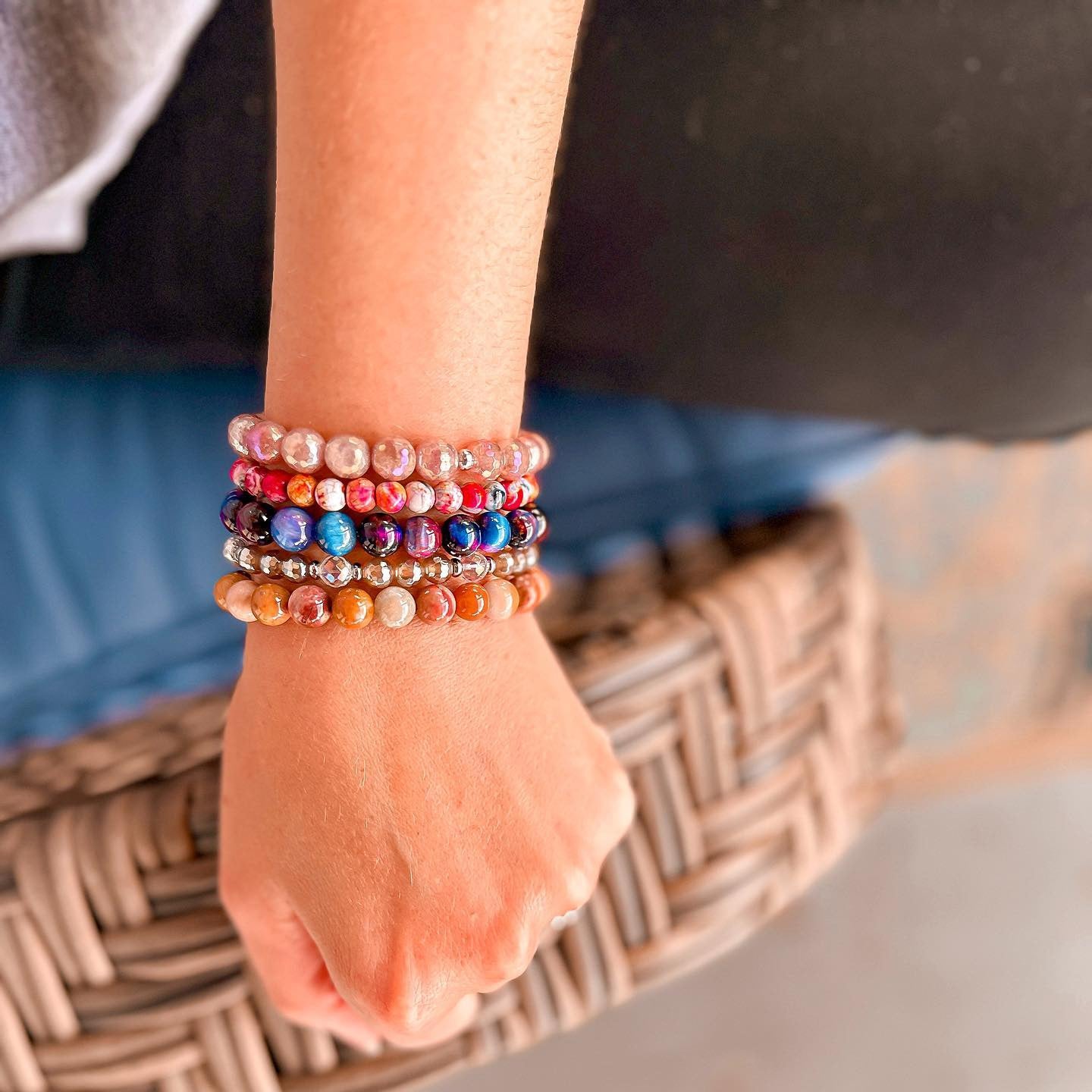 Love & Happiness - Strawberry Quartz Faceted Stacker Bracelet