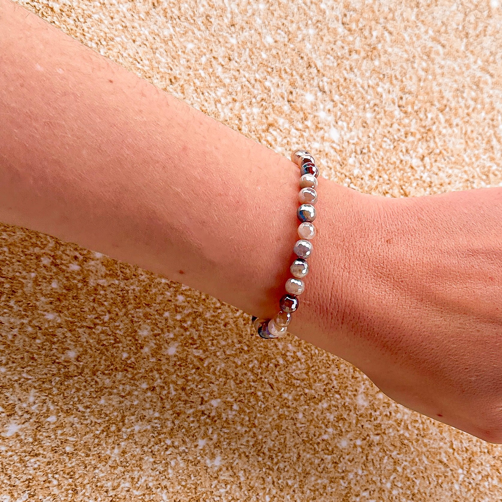 Balance - Coffee Agate Faceted Mini Stacker Bracelet