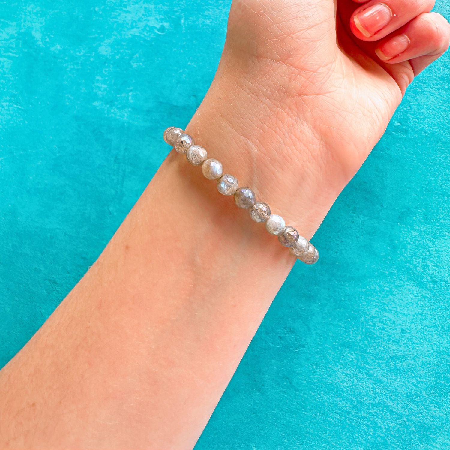 mini stacker bracelet from featherly in mystic labradorite
