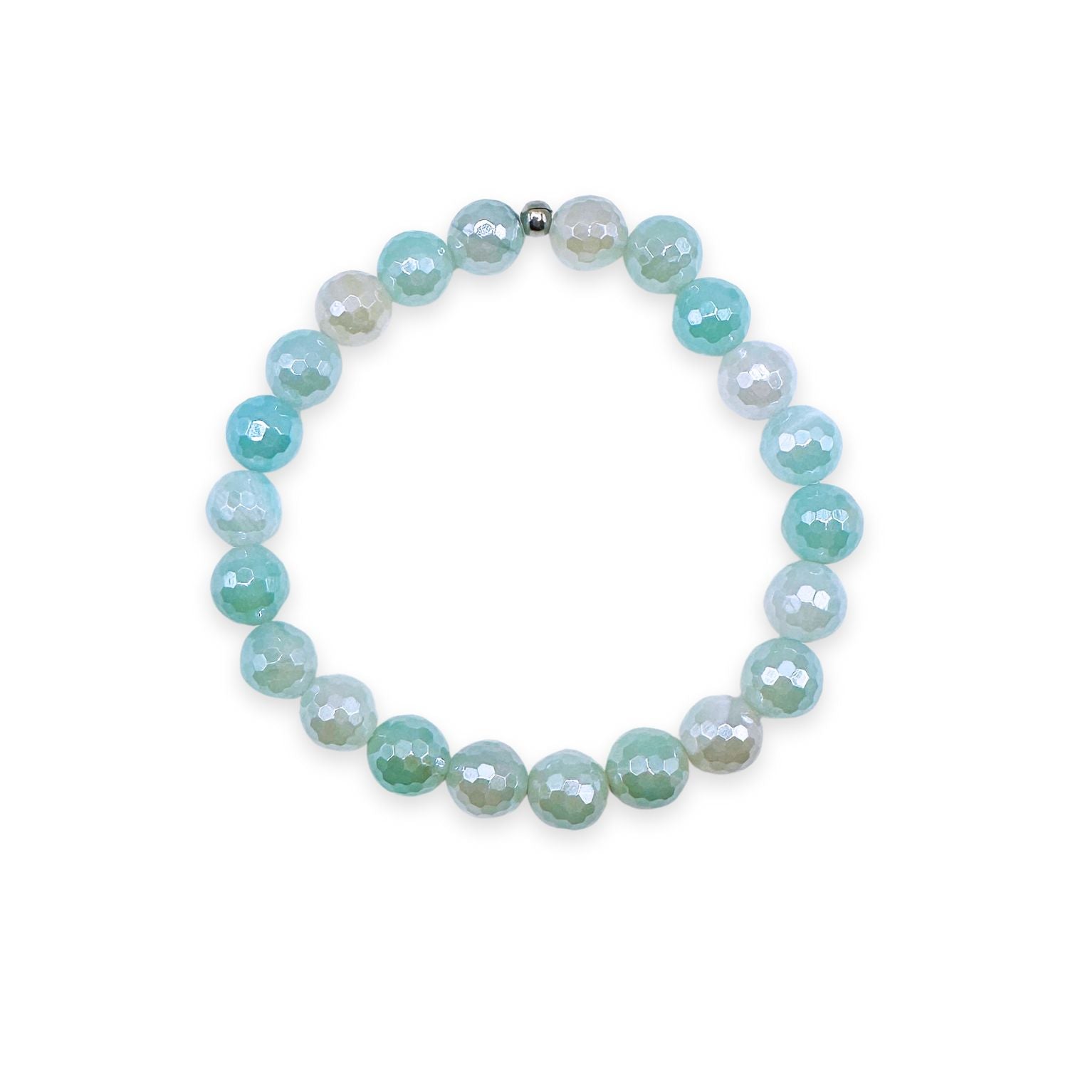 womens beaded bracelet in 8mm light blue agate from Featherly