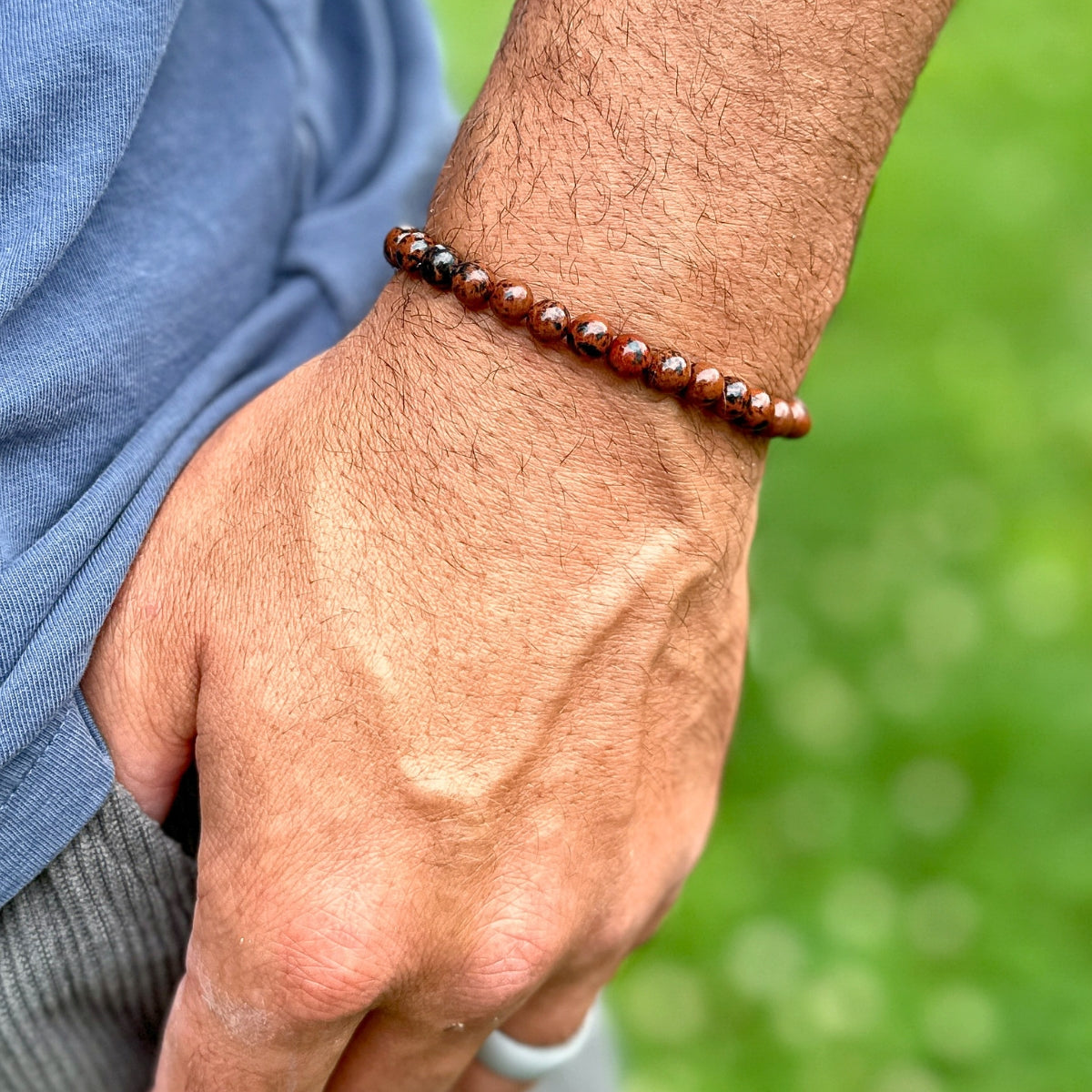 Men's Mahogany Obsidian Mini Stacker Bracelet