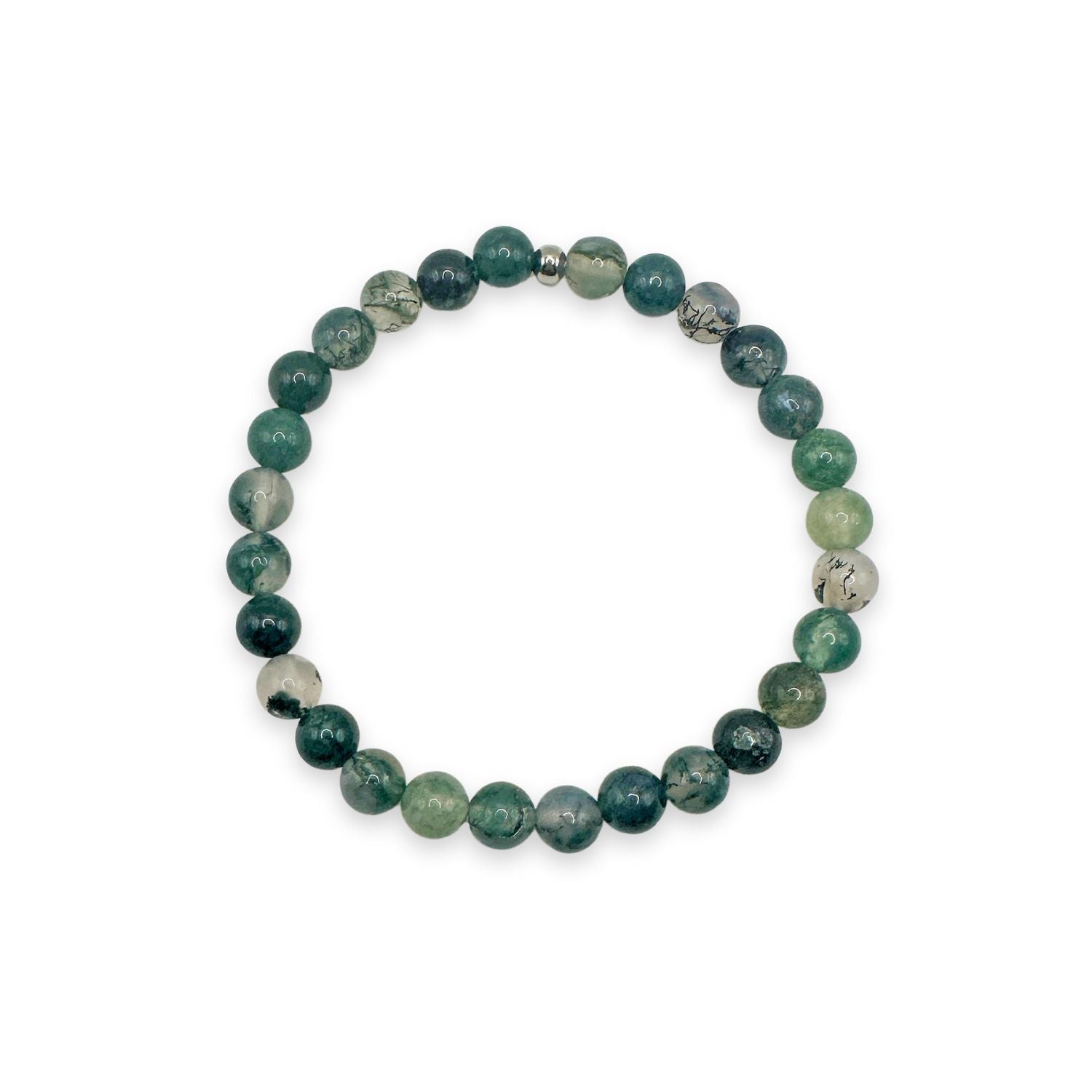 womens beaded bracelet in 6mm moss agate from Featherly