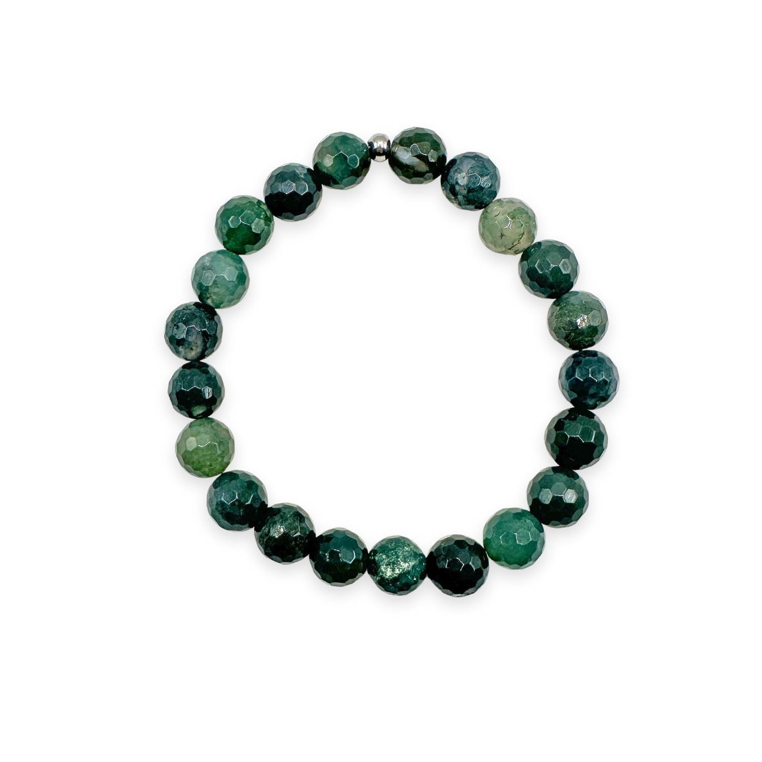 womens beaded bracelet in 8mm faceted moss agate from Featherly