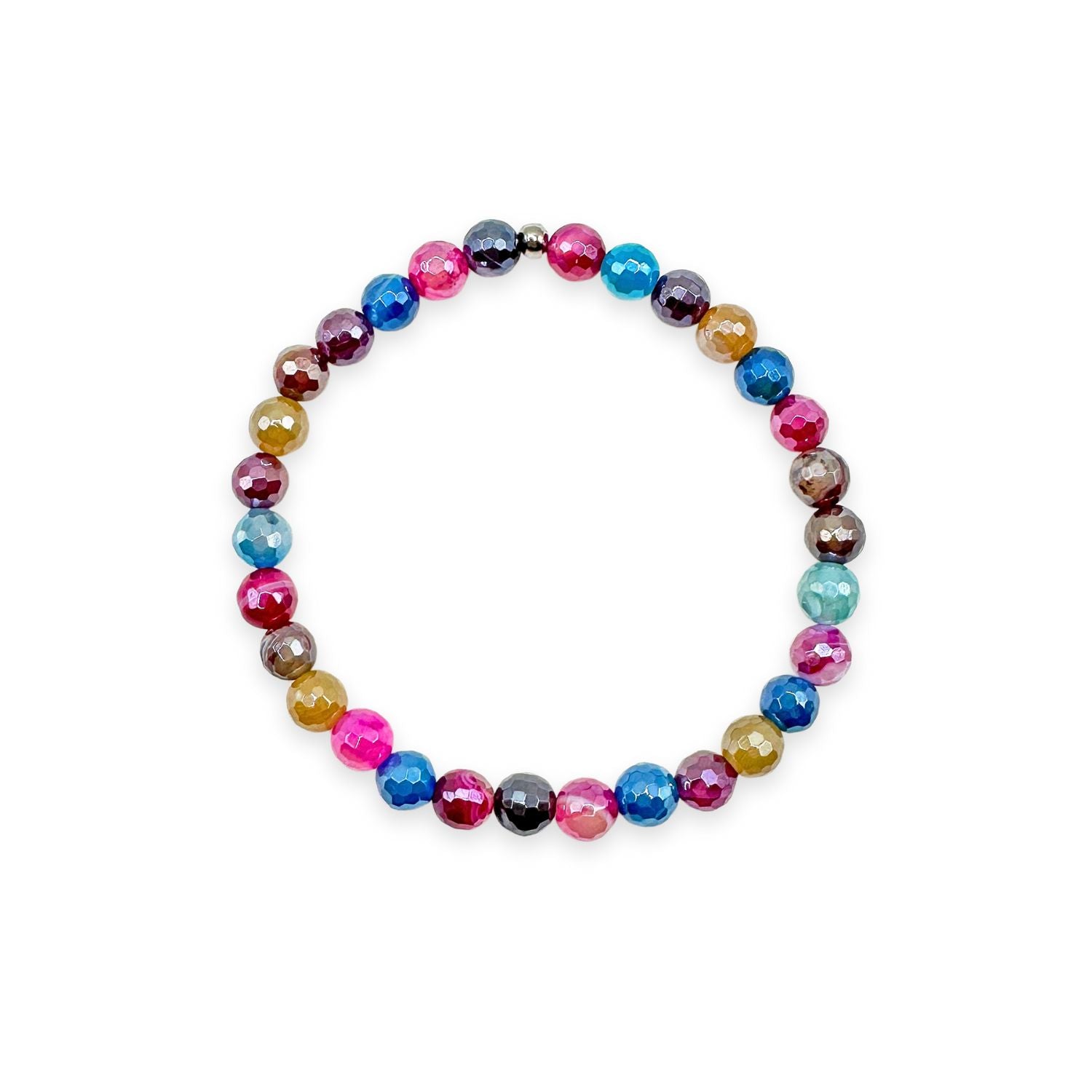 womens beaded bracelet in 6mm multicolor agate from Featherly