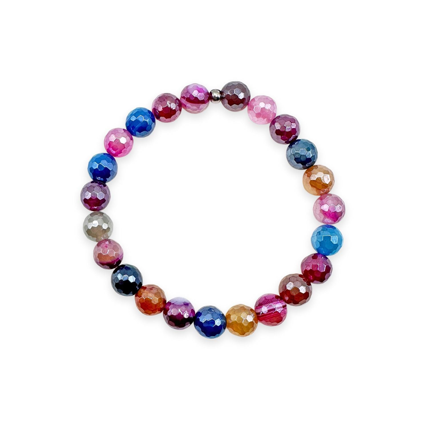 womens beaded bracelet in 8mm multicolor agate from Featherly
