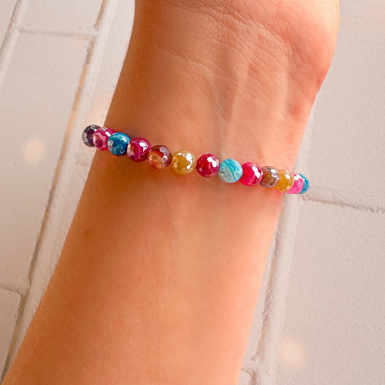 mini stacker bracelet from featherly in multicolor agate