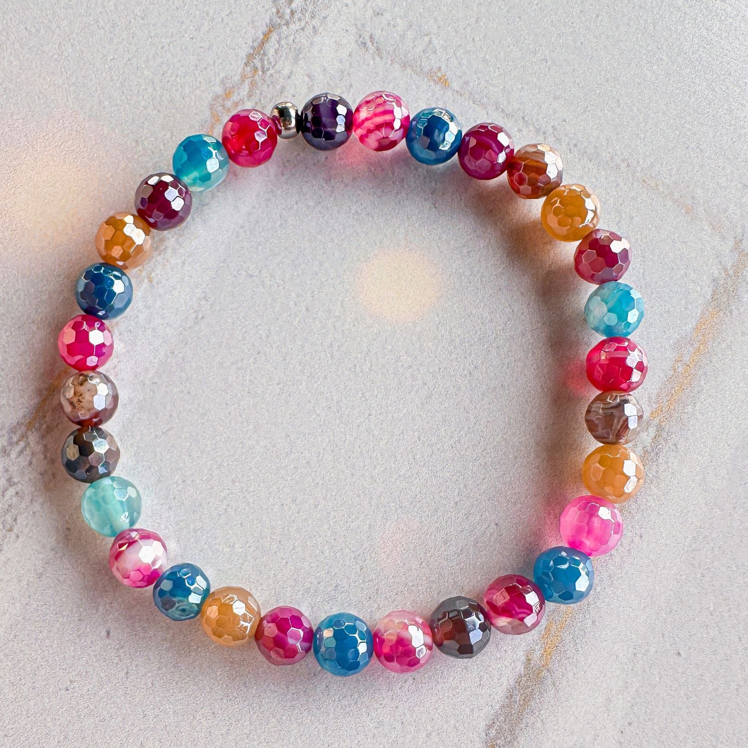 Balance - Multicolor Faceted Agate Mini Stacker Bracelet