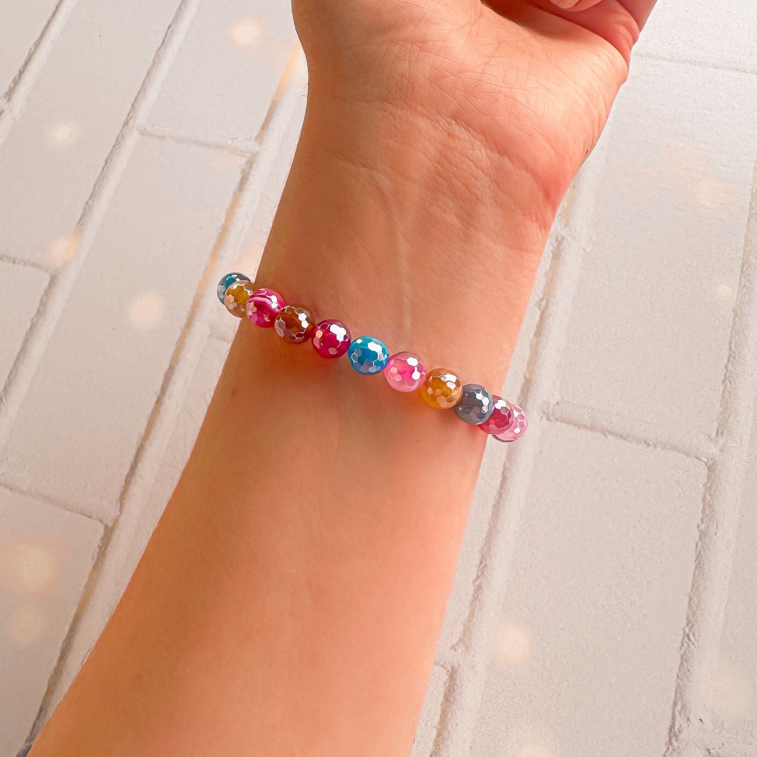 stacker bracelet from featherly in multicolor agate