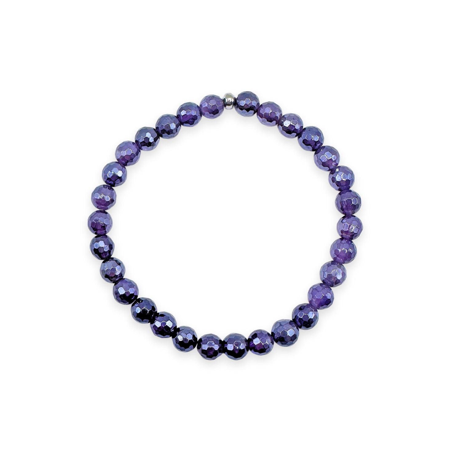 womens beaded bracelet in 6mm mystic faceted amethyst from Featherly