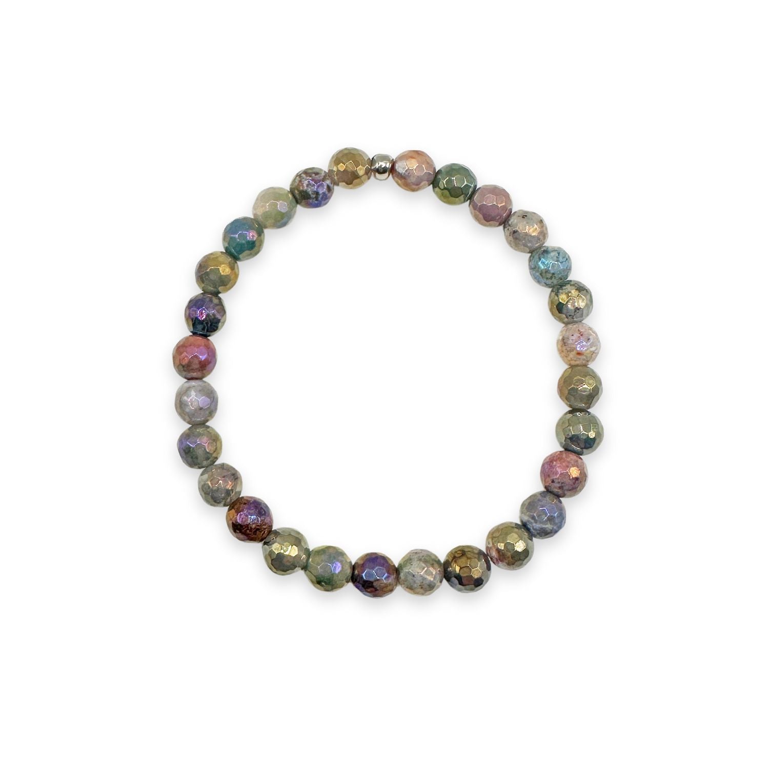 womens beaded bracelet in 6mm mystic indian agate from Featherly