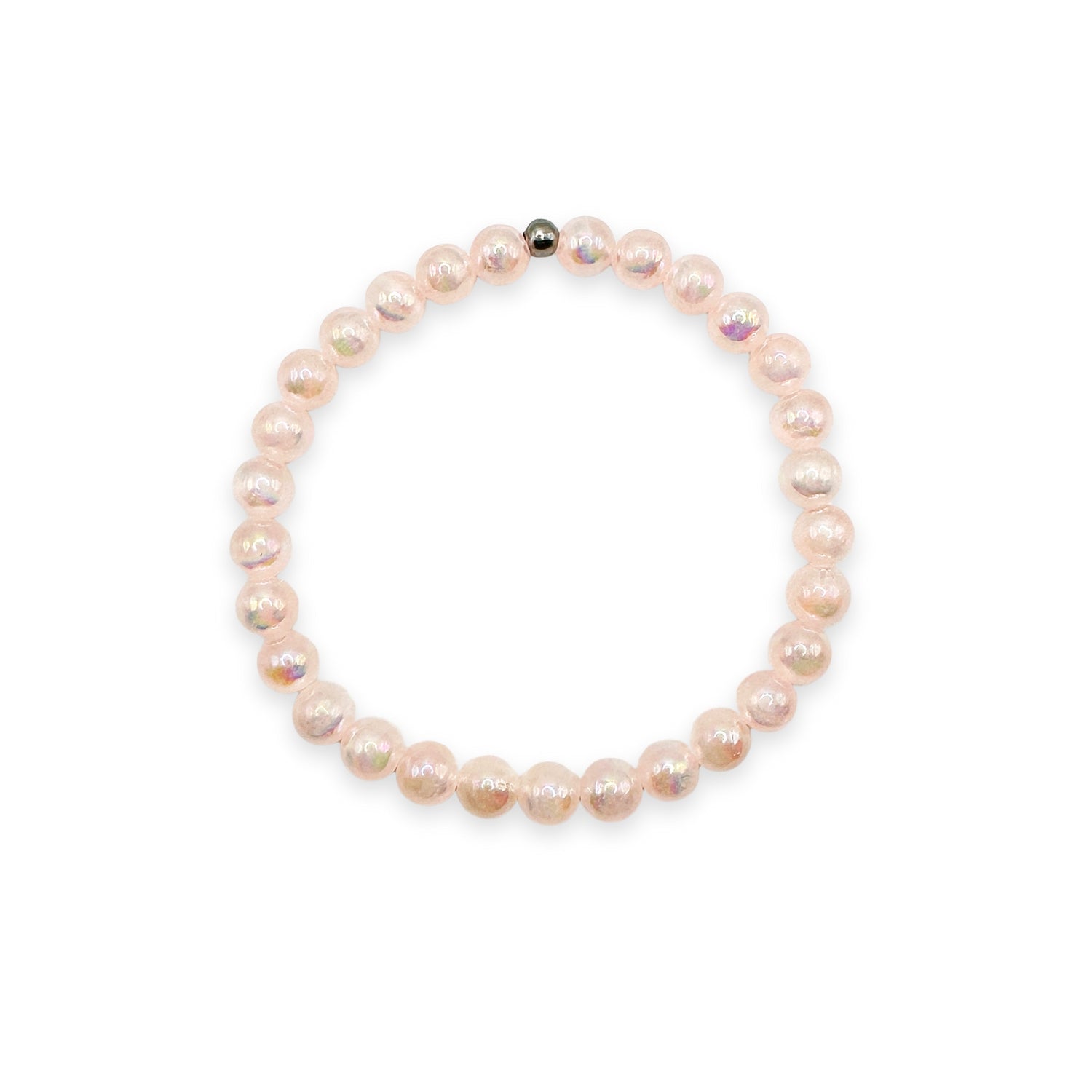 womens beaded bracelet in 6mm mystic peach selenite from Featherly