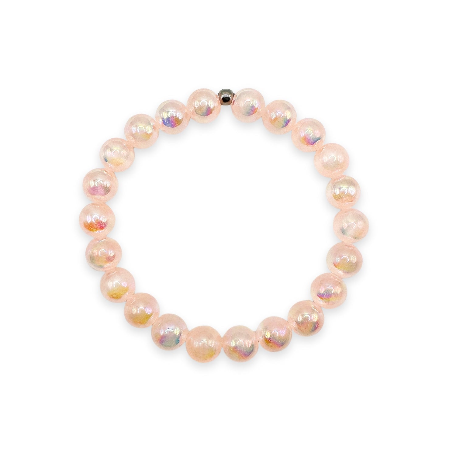 womens beaded bracelet in 8mm mystic peach selenite from Featherly