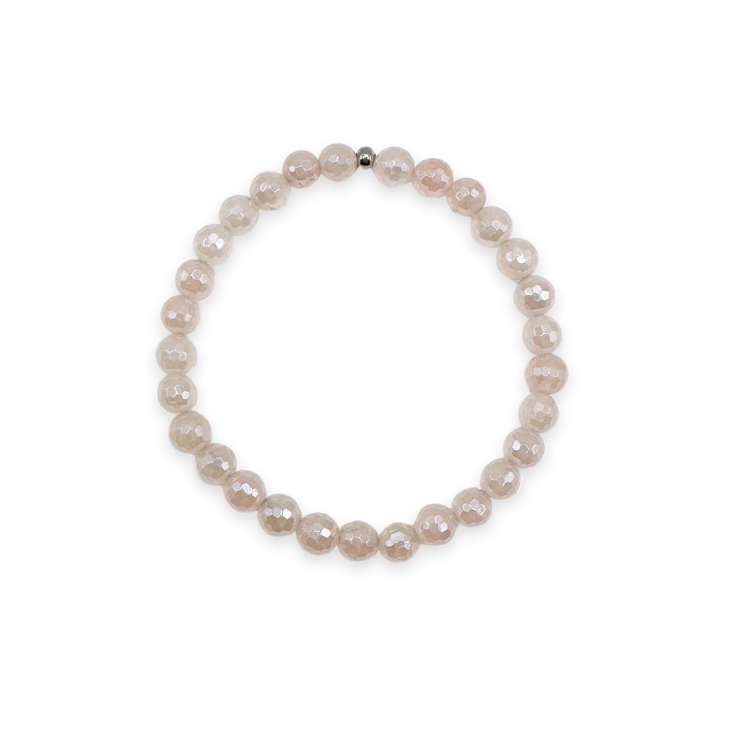 womens beaded bracelet in 6mm mystic rose quartz from Featherly