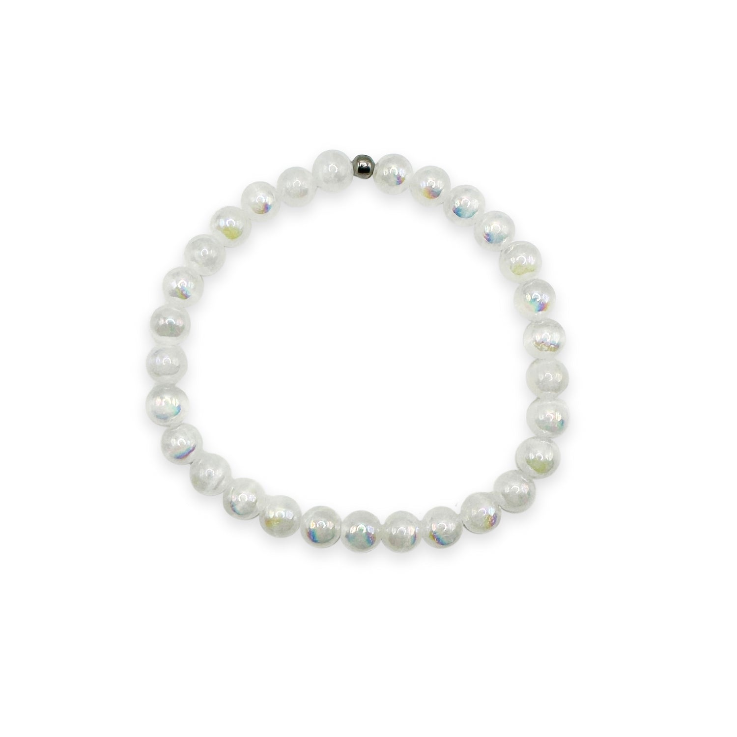 womens beaded bracelet in 6mm mystic selenite from Featherly