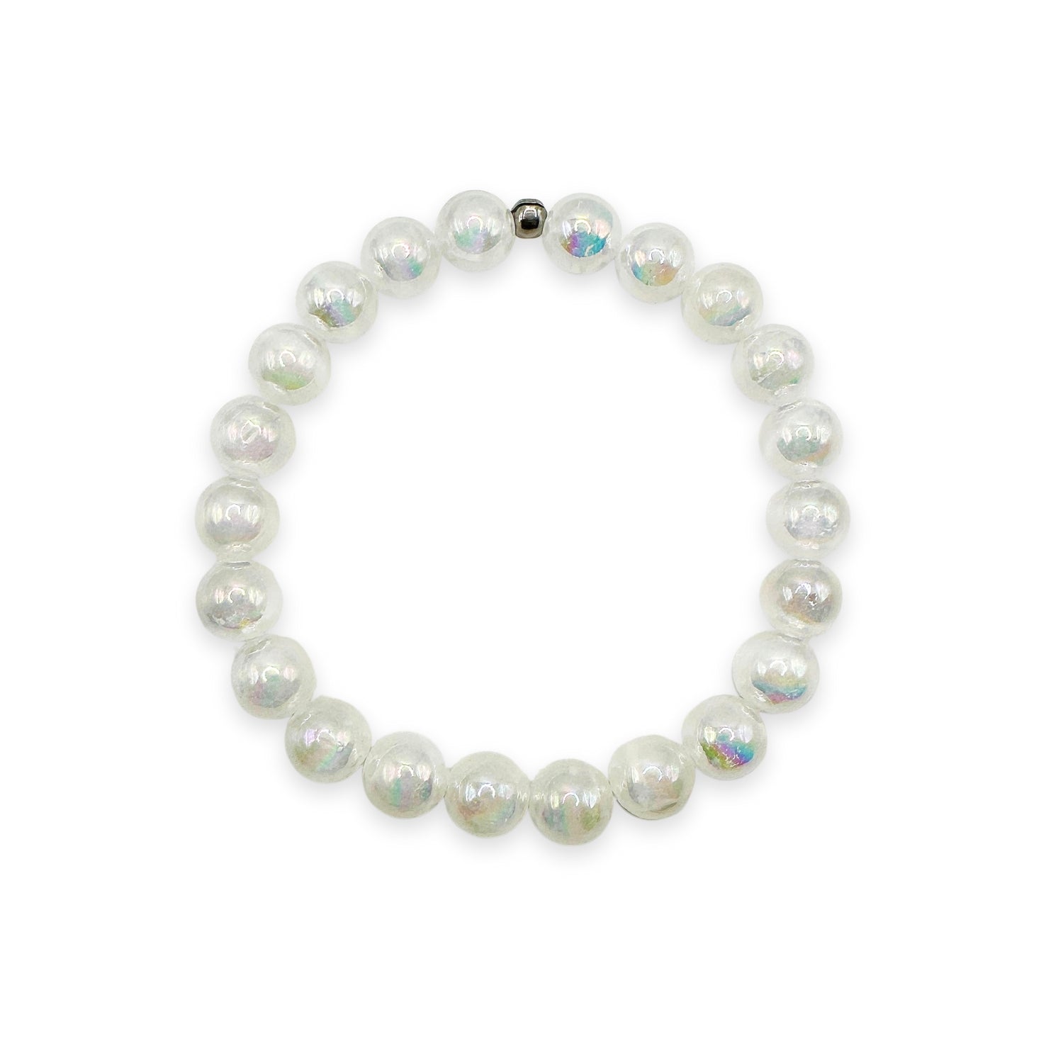 womens beaded bracelet in 8mm mystic selenite from Featherly