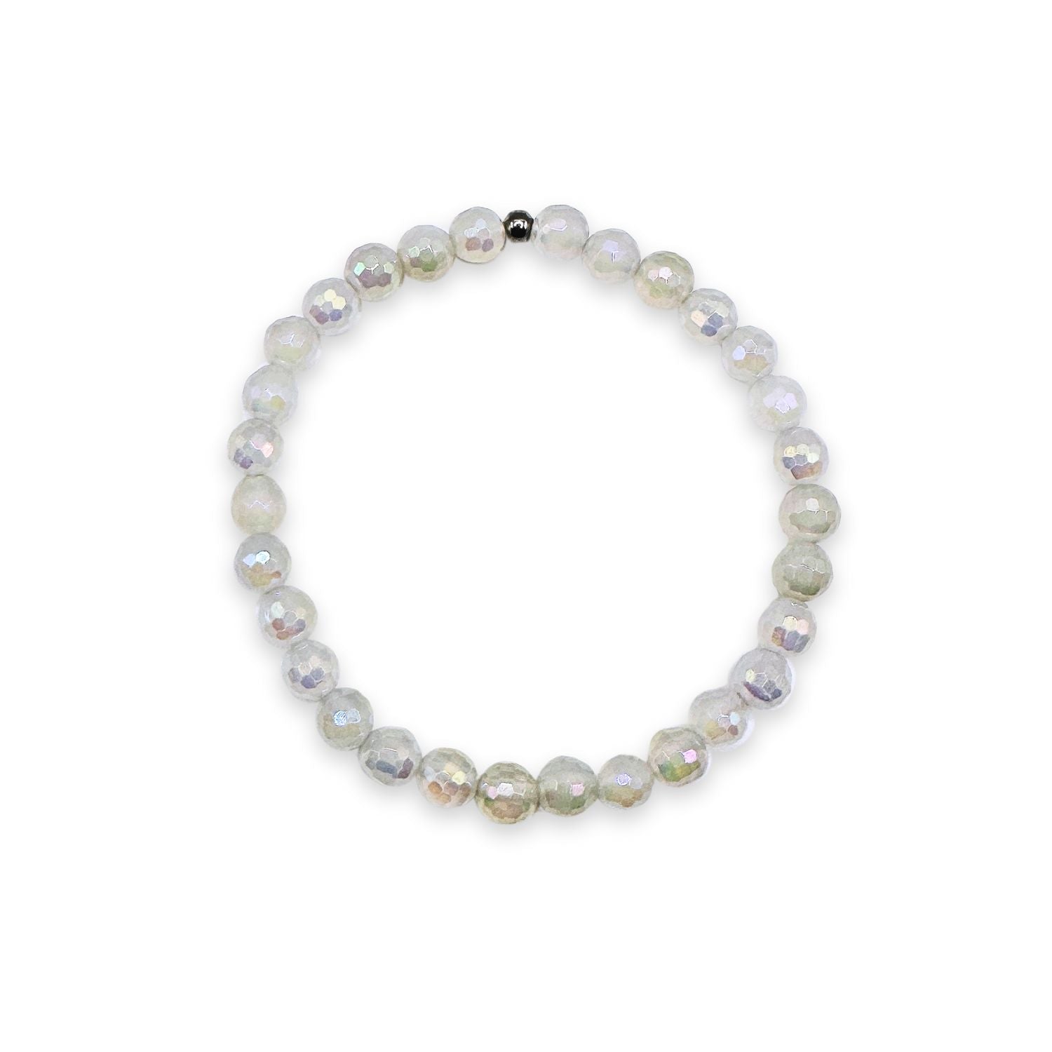 womens beaded bracelet in 6mm mystic white agate from Featherly