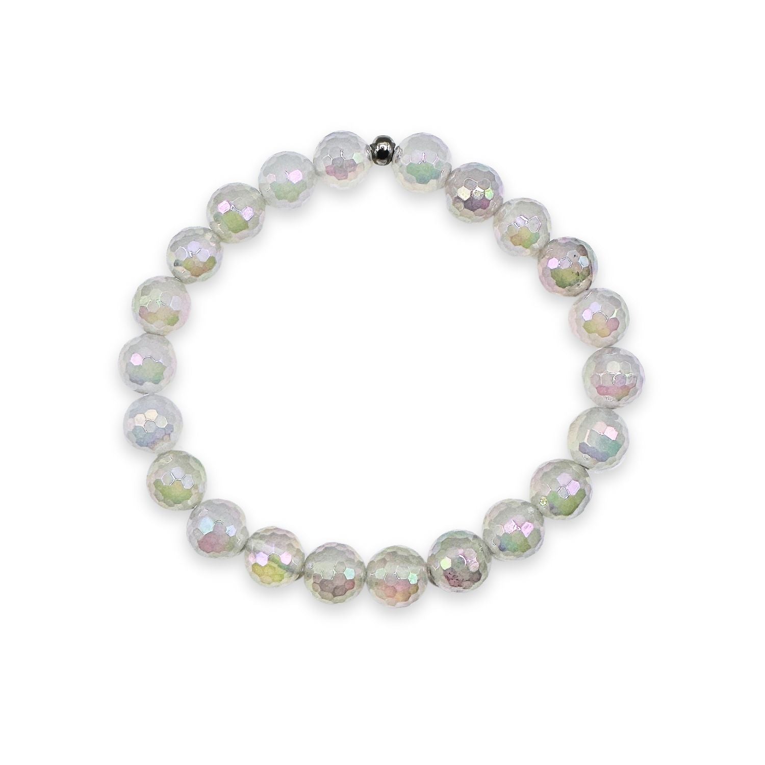 womens beaded bracelet in 8mm mystic white agate from Featherly
