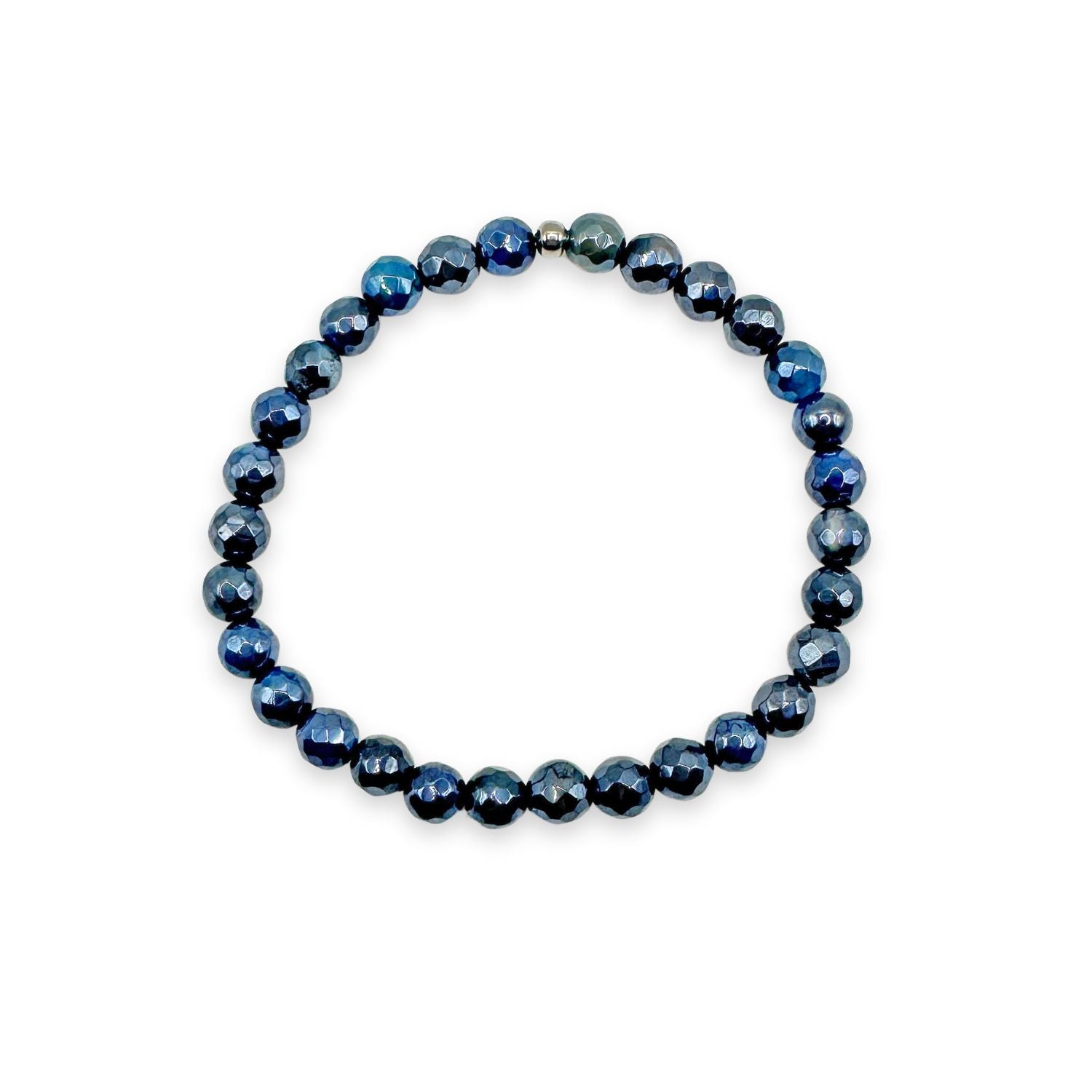 womens beaded bracelet in 6mm navy agate from Featherly