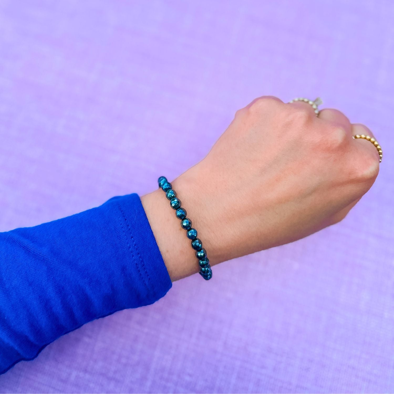 mini stacker bracelet from featherly in navy agate