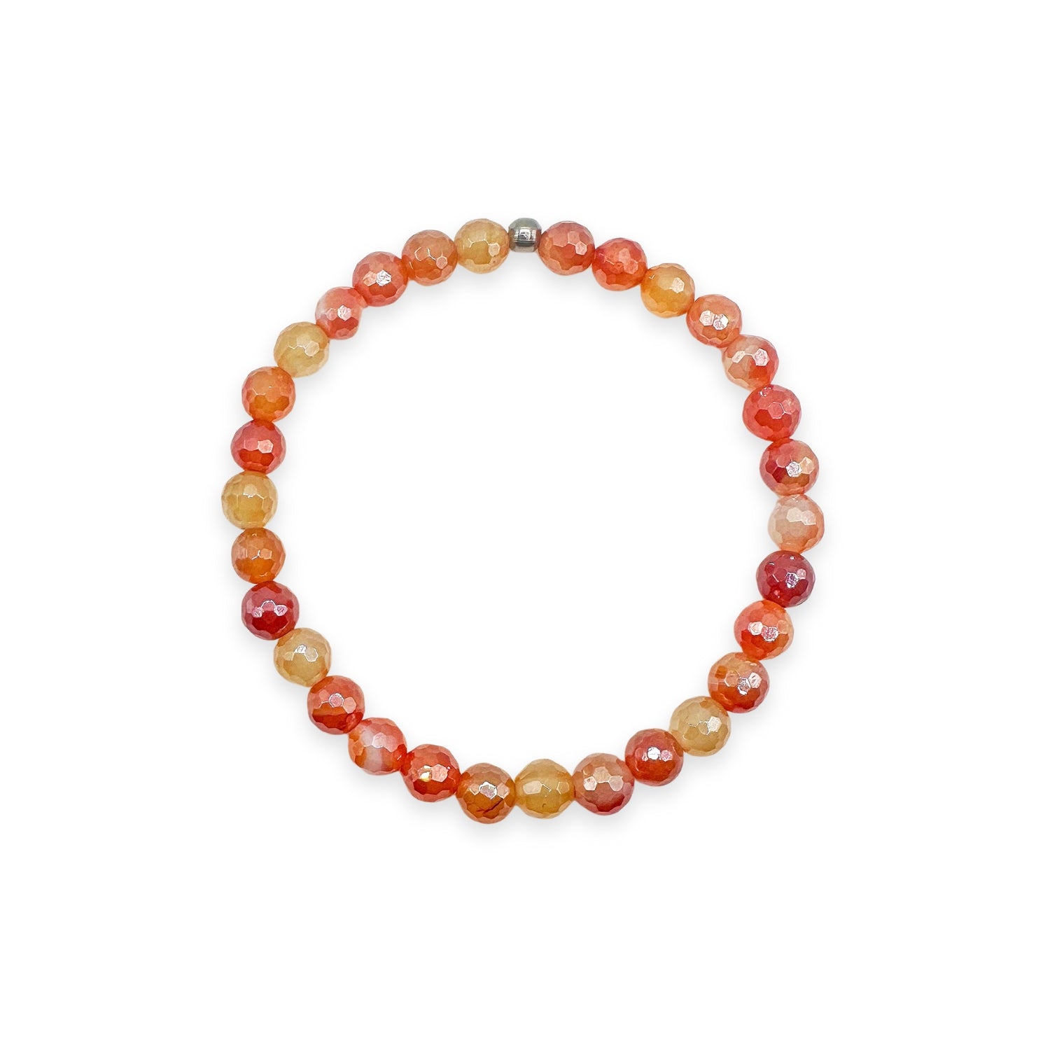 womens beaded bracelet in 6mm pumpkin orange agate from Featherly