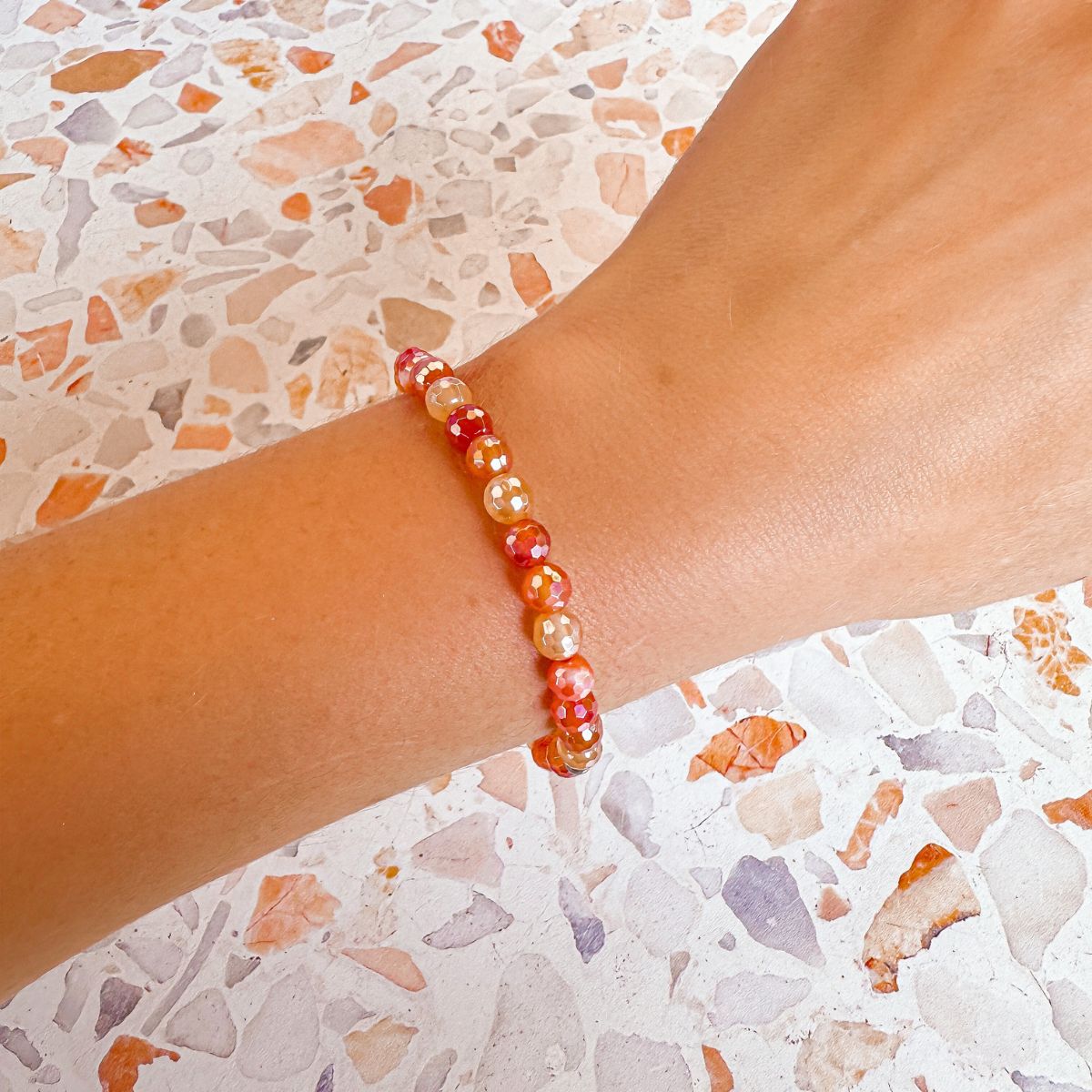 mini stacker bracelet from featherly in mystic orange agate