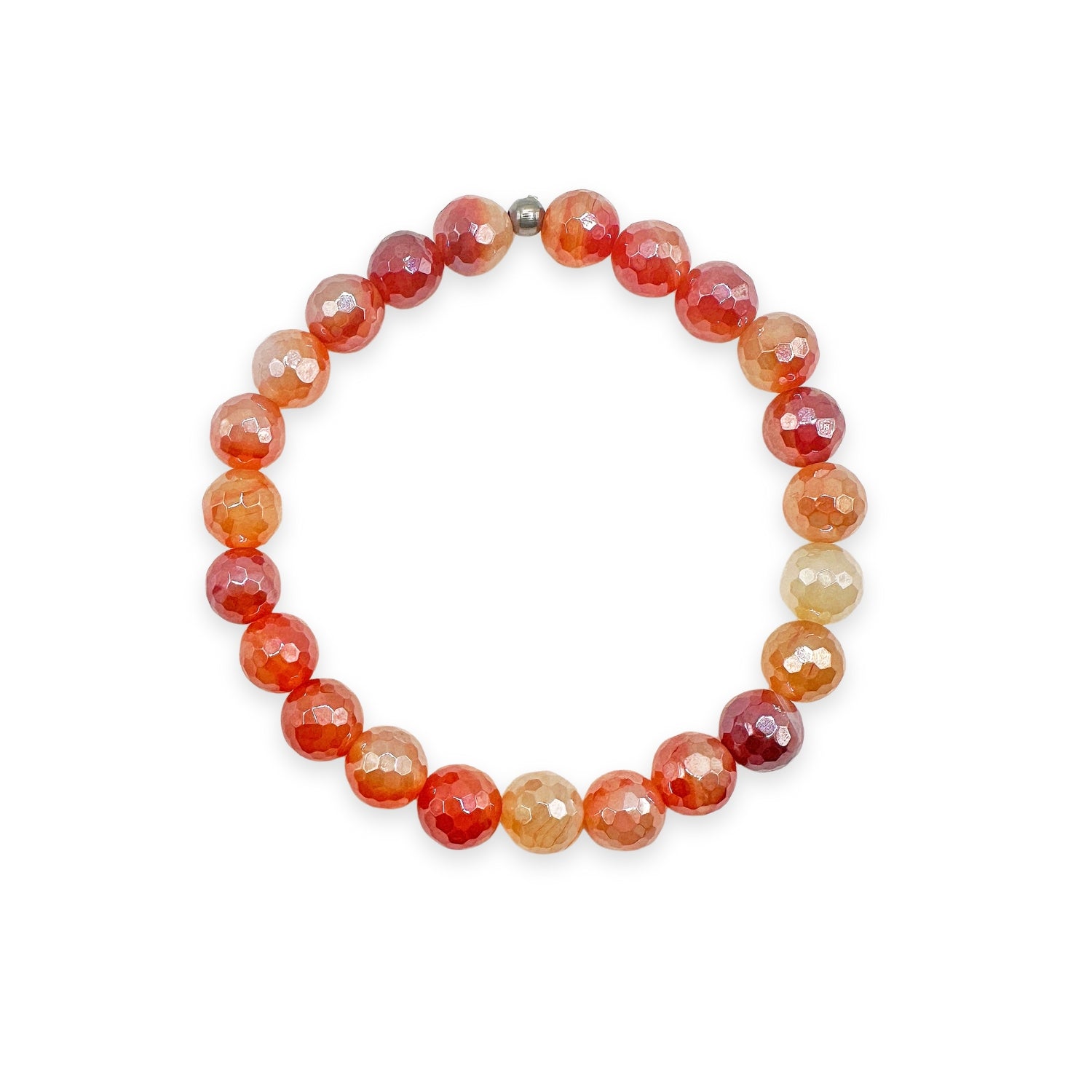 womens beaded bracelet in 8mm pumpkin orange agate from Featherly